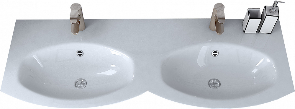 Раковина из искусственного мрамора с двумя чашами 138x52x15 Cezares 50156 Bianco