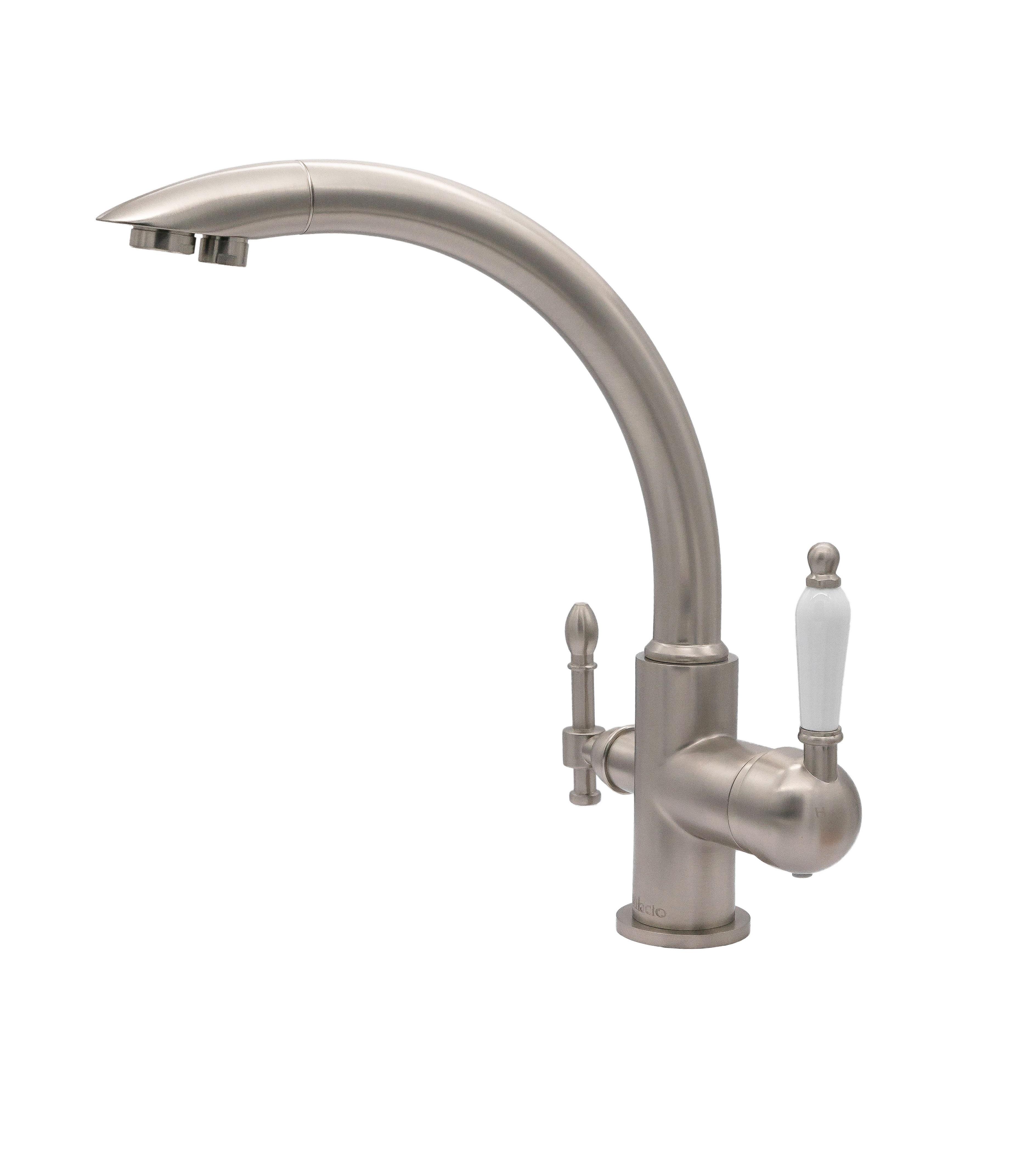 Смеситель для кухни с подключением фильтра 2в1 Milacio Castellon Ceramic сатин MC.513.SN