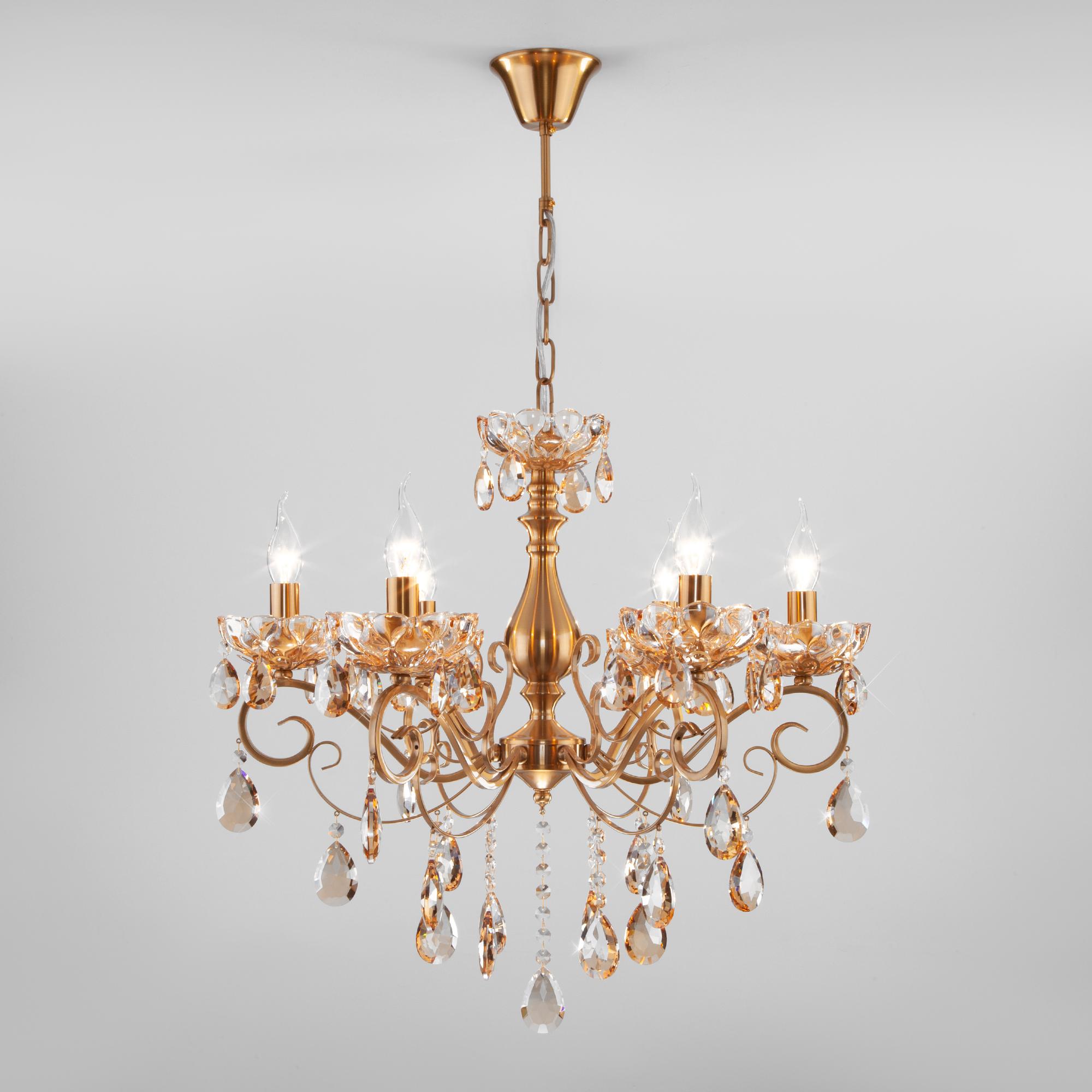 Подвесная хрустальная люстра Eurosvet 10109/6 бронза/тонированный хрусталь Strotskis