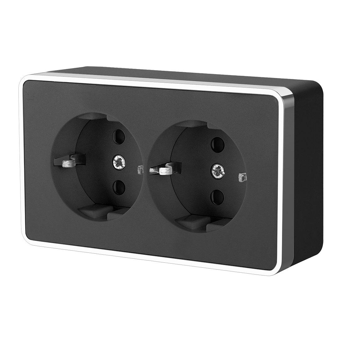 Розетка двойная с заземлением Gallant черный/хром Werkel W5072135