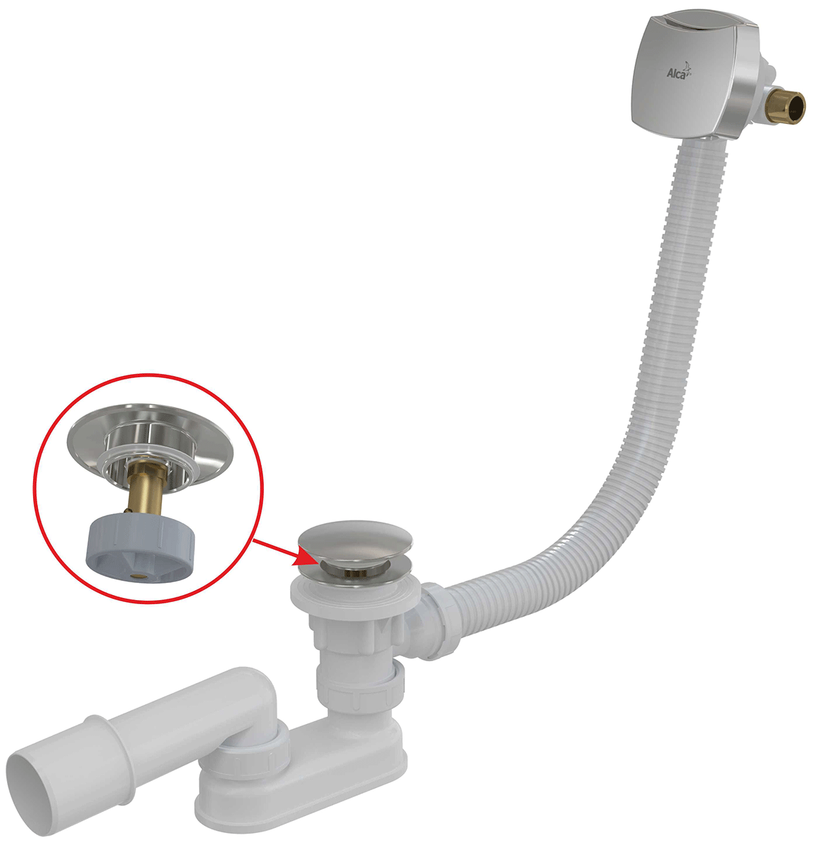 Сифон для ванны click/clak AlcaPlast A508CKM-80 хром