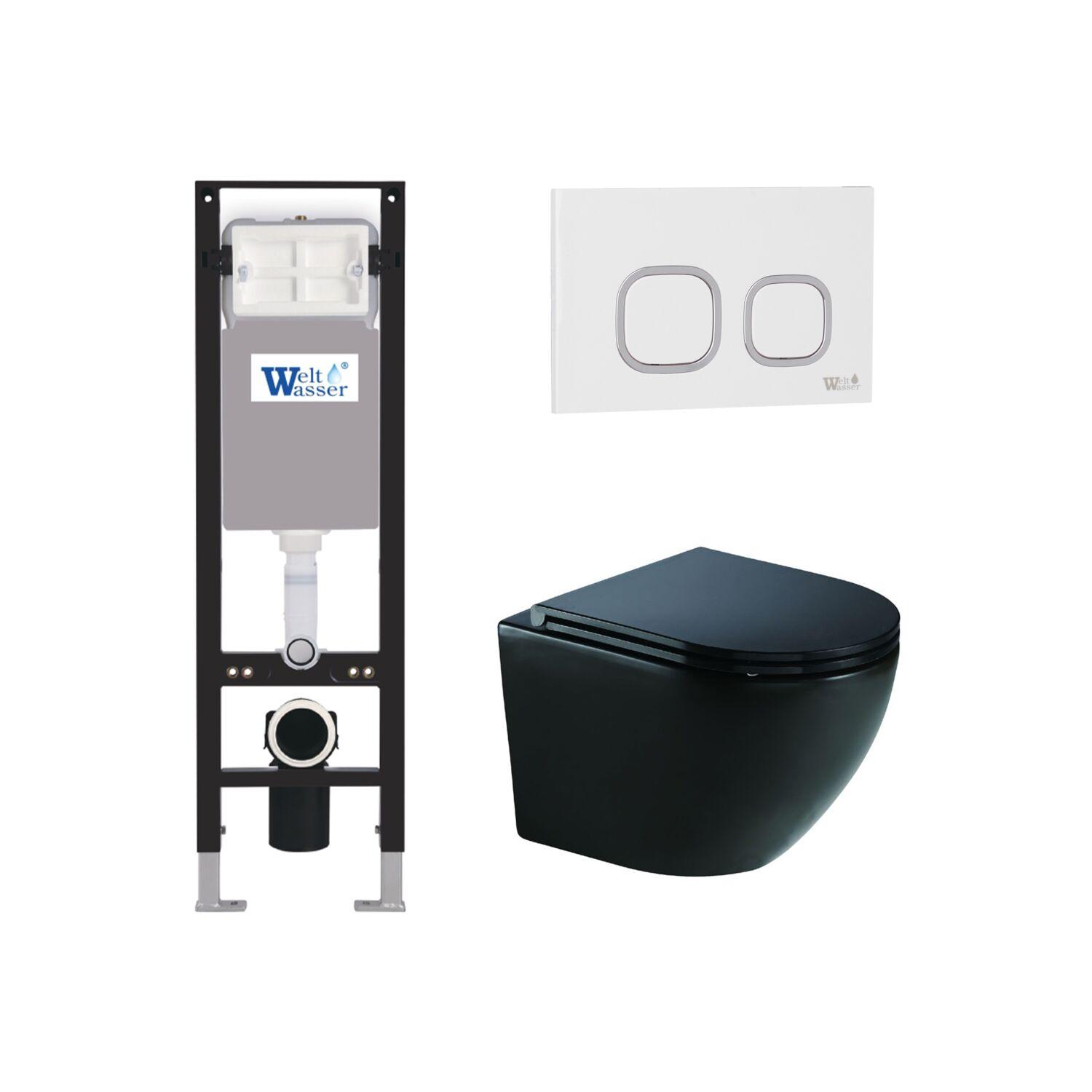 Комплект WeltWasser 10000012367 унитаз  MERZBACH 041 XL MT-BL  + инсталляция AMBERG 350  + кнопка см