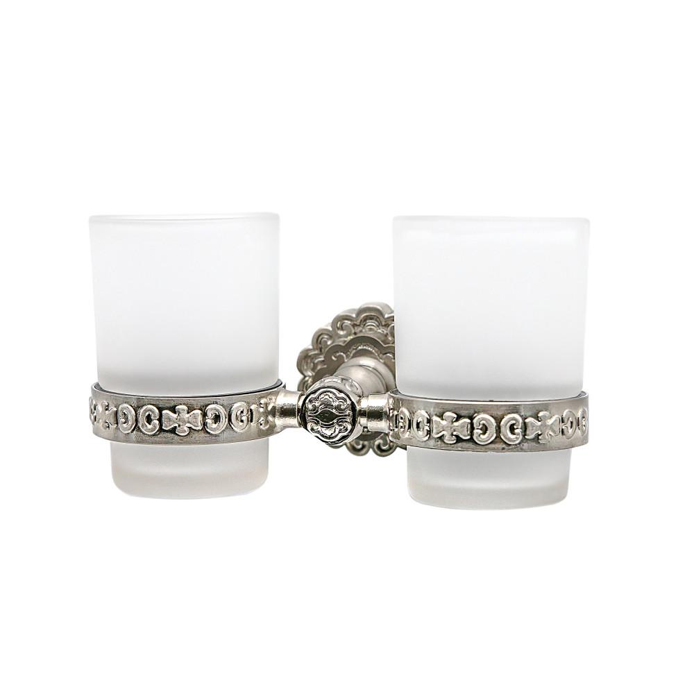 Держатель со стаканами настенный, двойной Milacio Villena серебро MC.904.SL