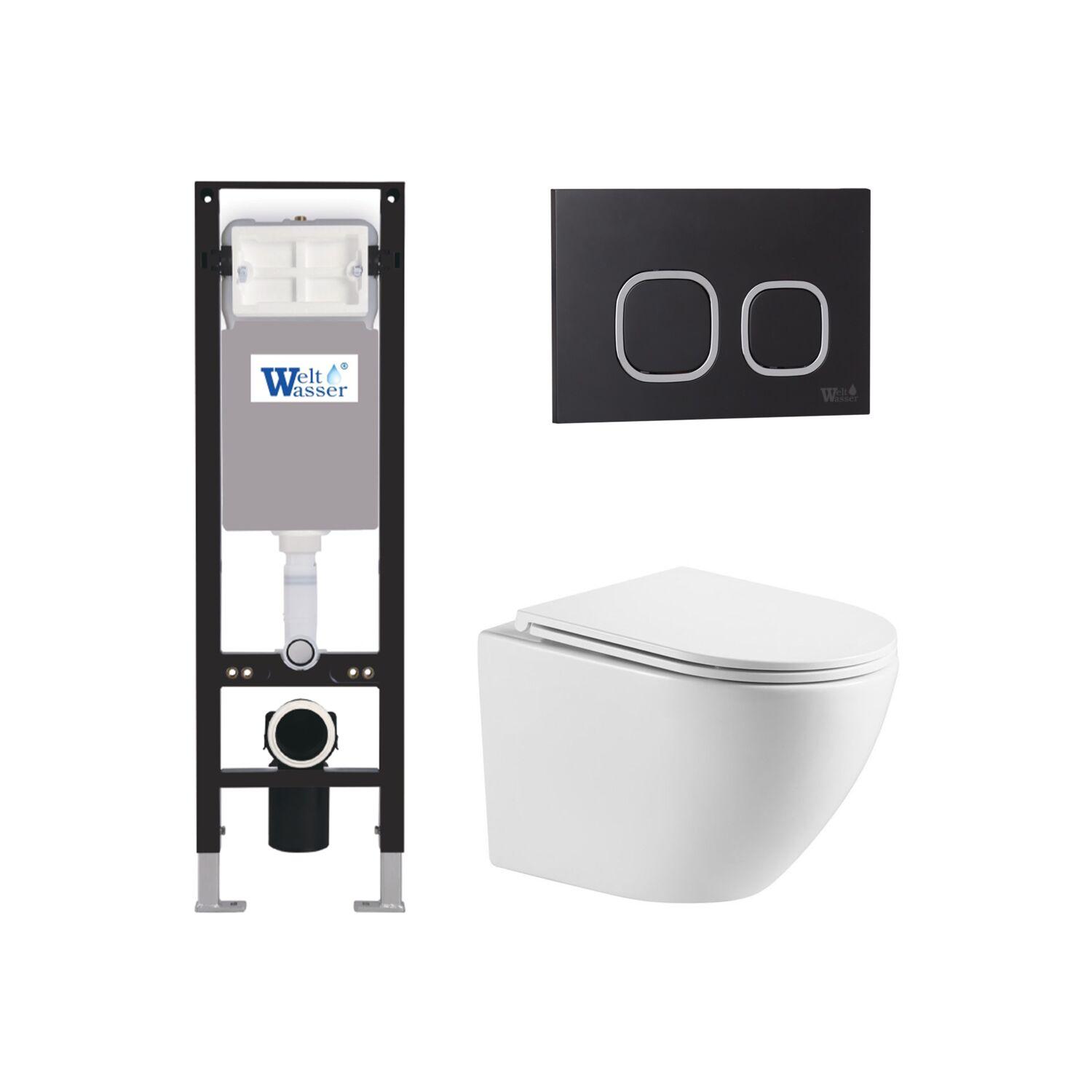 Комплект WeltWasser 10000012359 унитаз  MERZBACH 041 XL GL-WT  + инсталляция AMBERG 350  + кнопка см