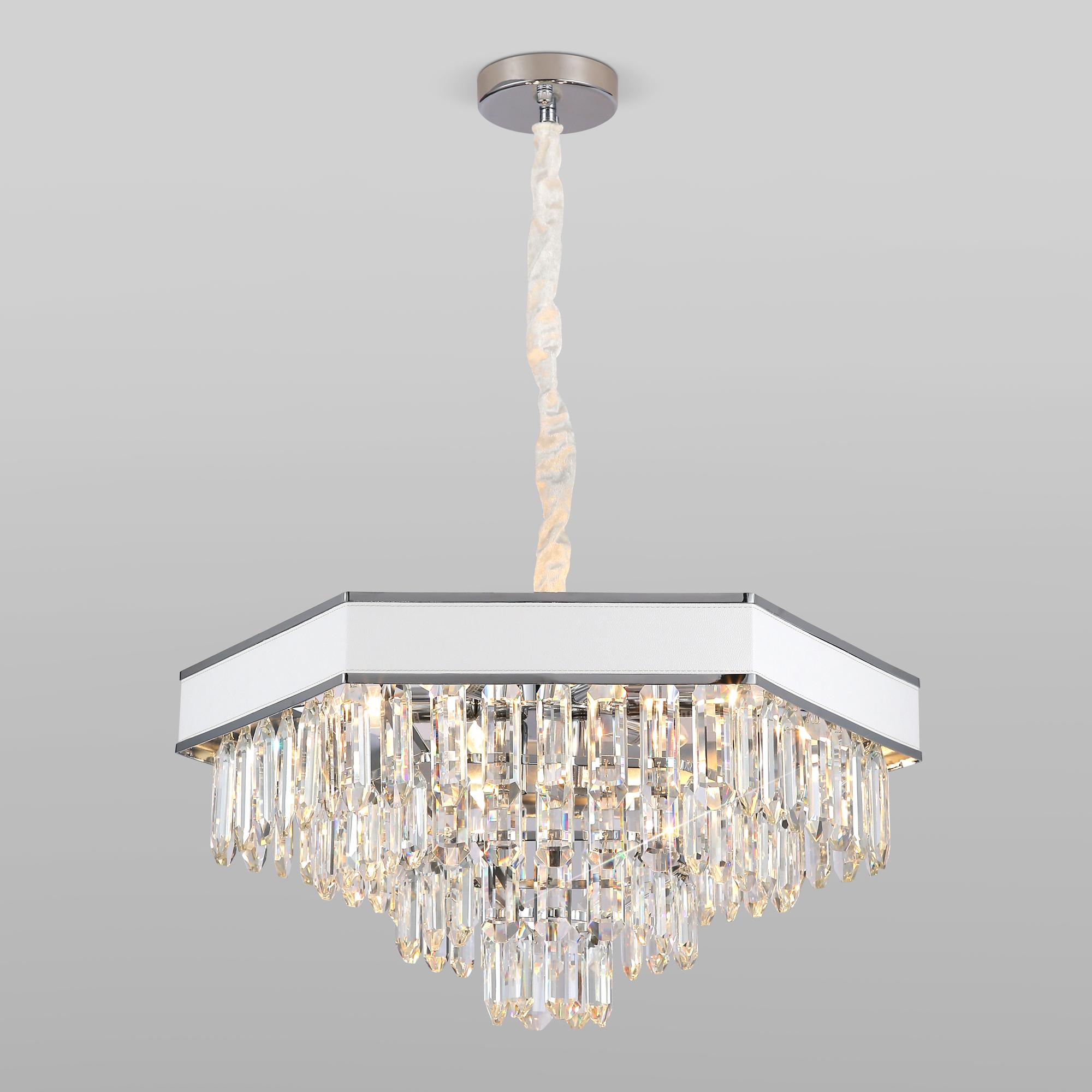 Подвесная люстра с хрусталём Bogate's 329/9 хром/белый