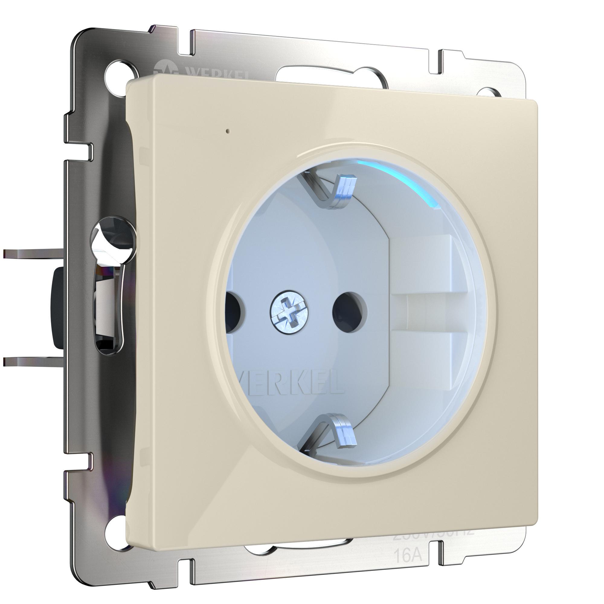 Розетка с подсветкой слоновая кость Werkel W1171403
