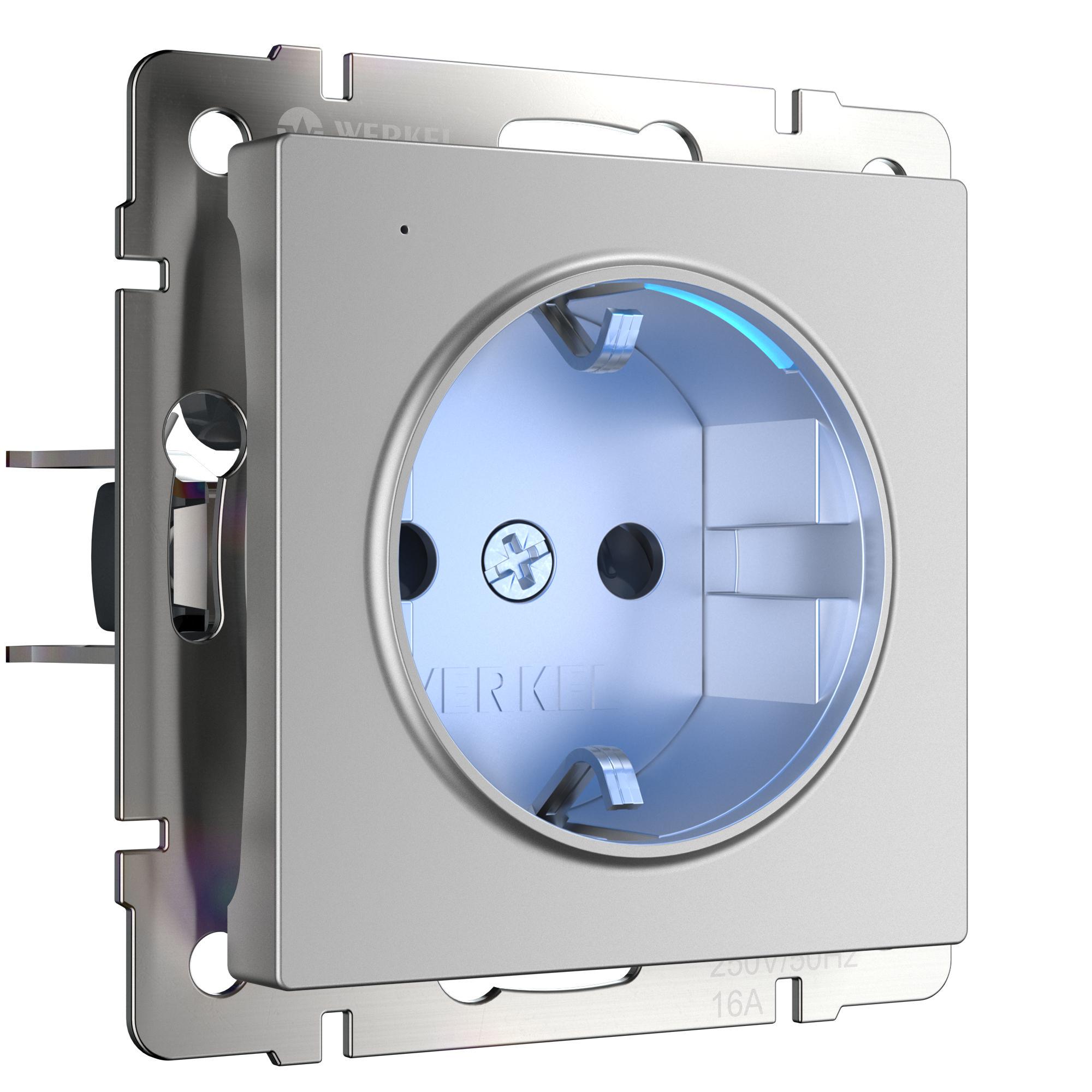 Розетка с подсветкой серебряный Werkel W1171406