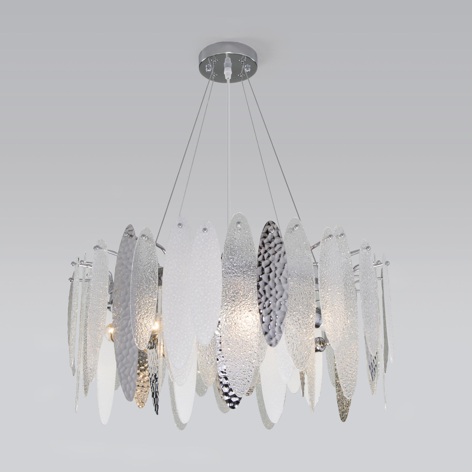 Подвесная люстра с фактурным стеклом Bogate's 324/8 хром