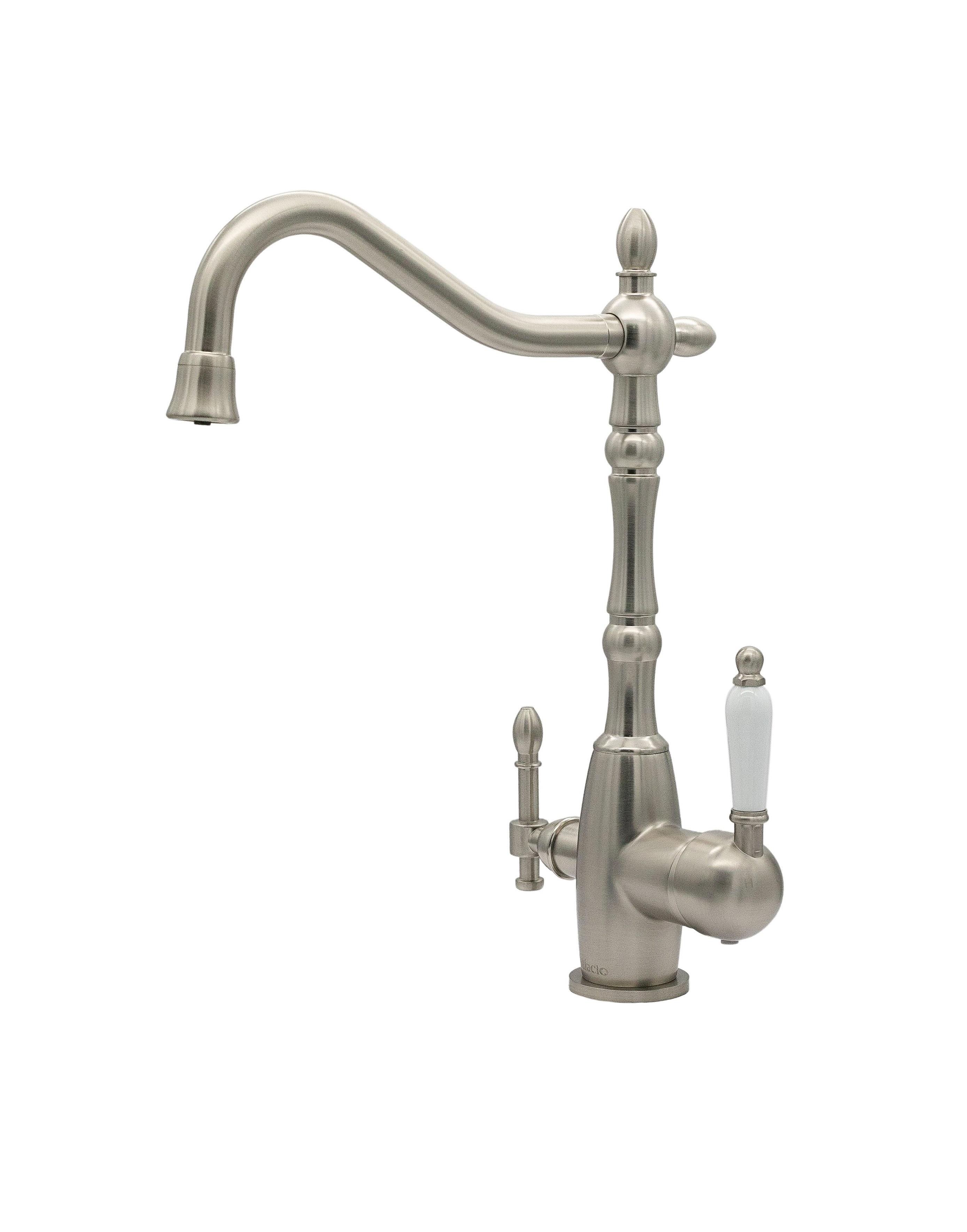 Смеситель для кухни с подключением фильтра 2в1 Milacio Castellon Ceramic сатин MC.515.SN