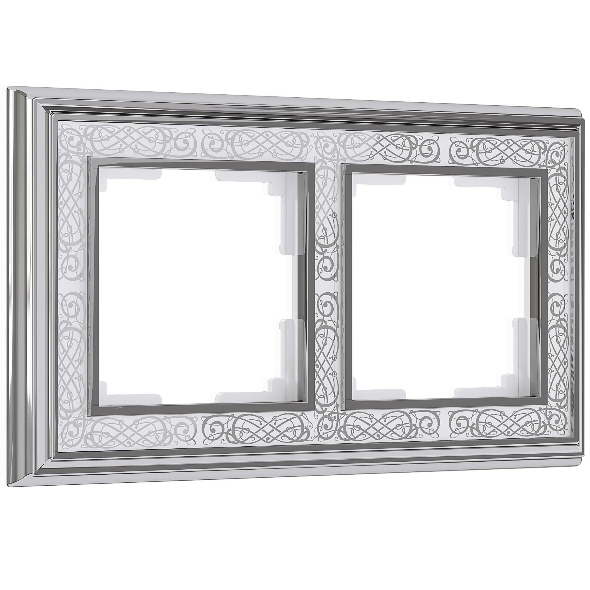 Рамка на 2 поста хром/белый Werkel W0021431