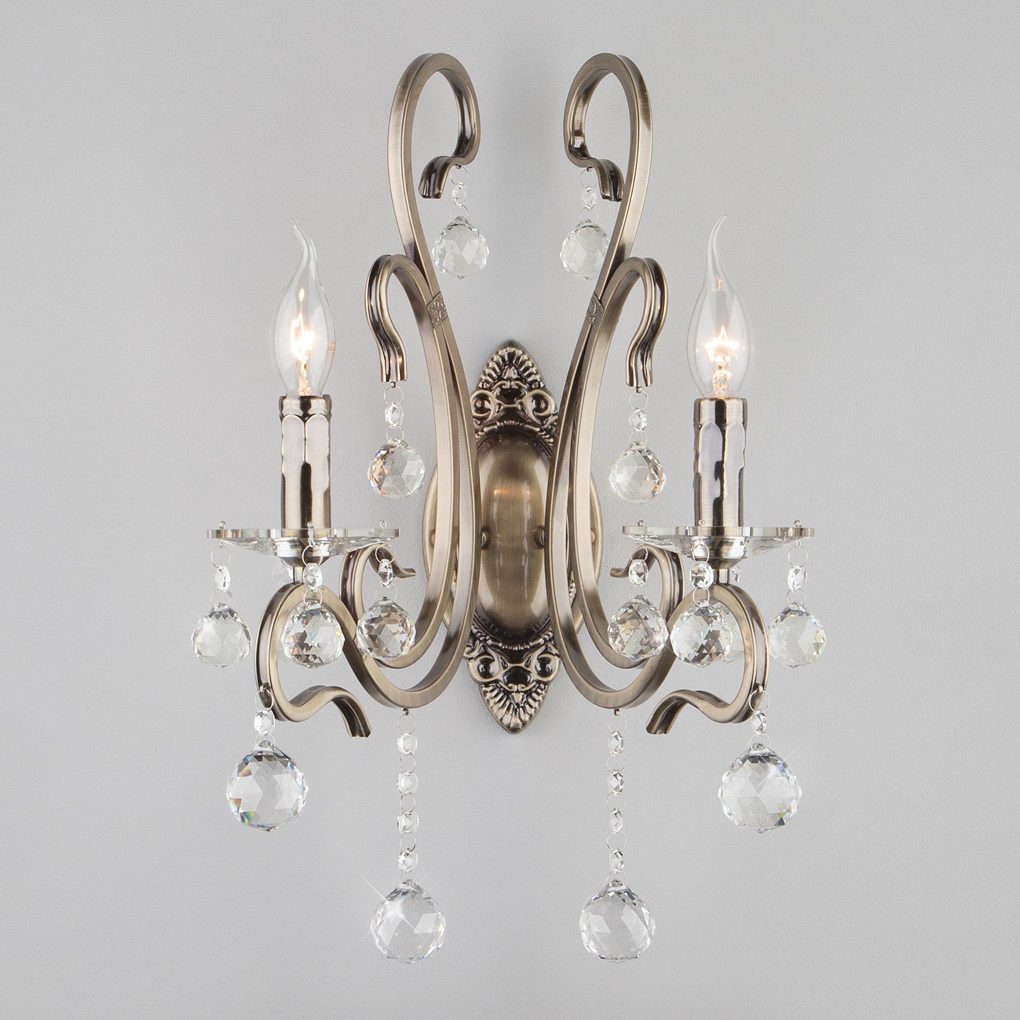 Бра с хрусталем Eurosvet 12505/2 античная бронза