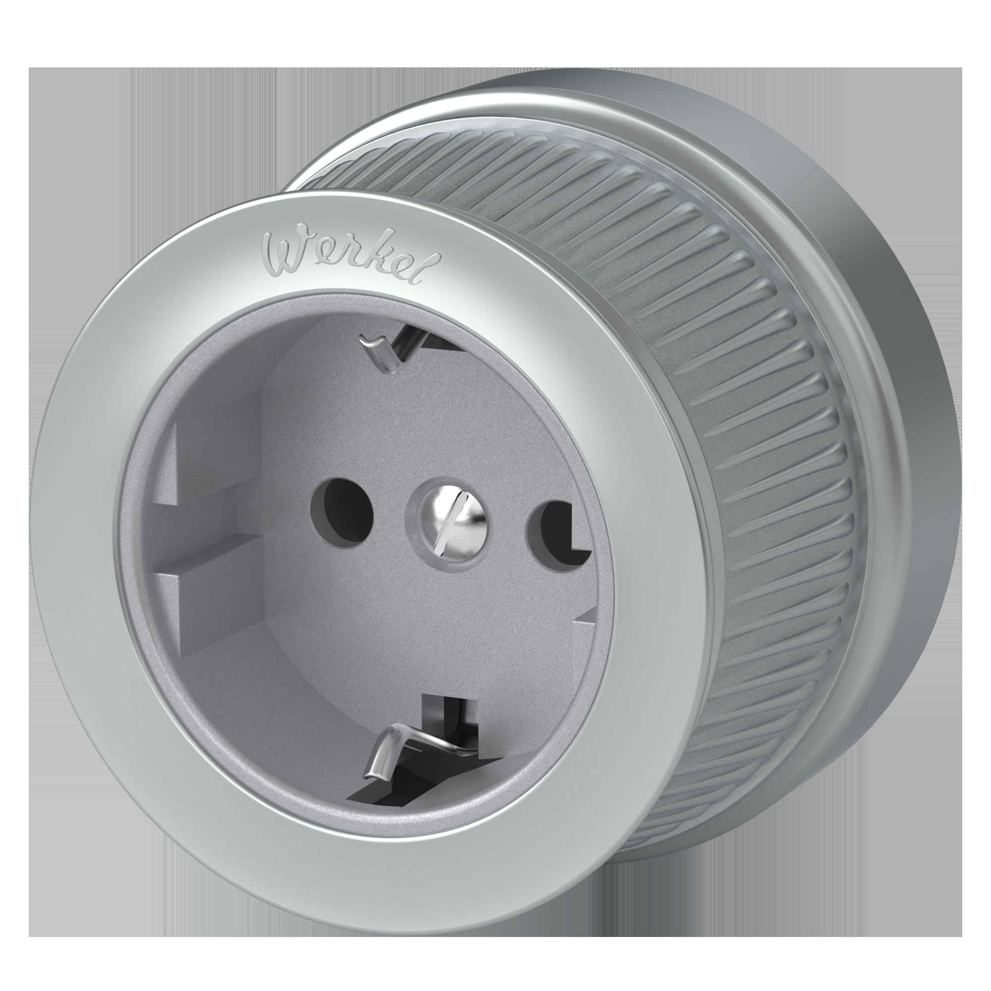 Розетка с заземлением матовый хром, ретро Werkel WL19-10-01