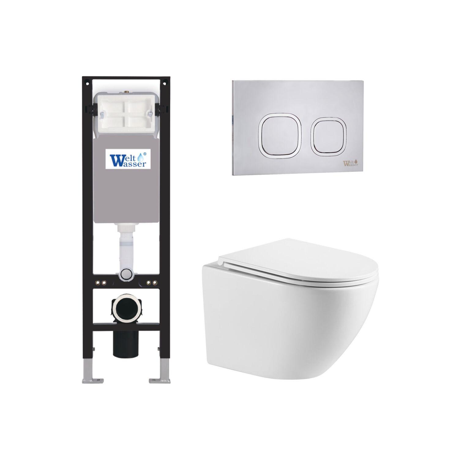 Комплект WeltWasser 10000012361 унитаз  MERZBACH 041 XL GL-WT  + инсталляция AMBERG 350  + кнопка см