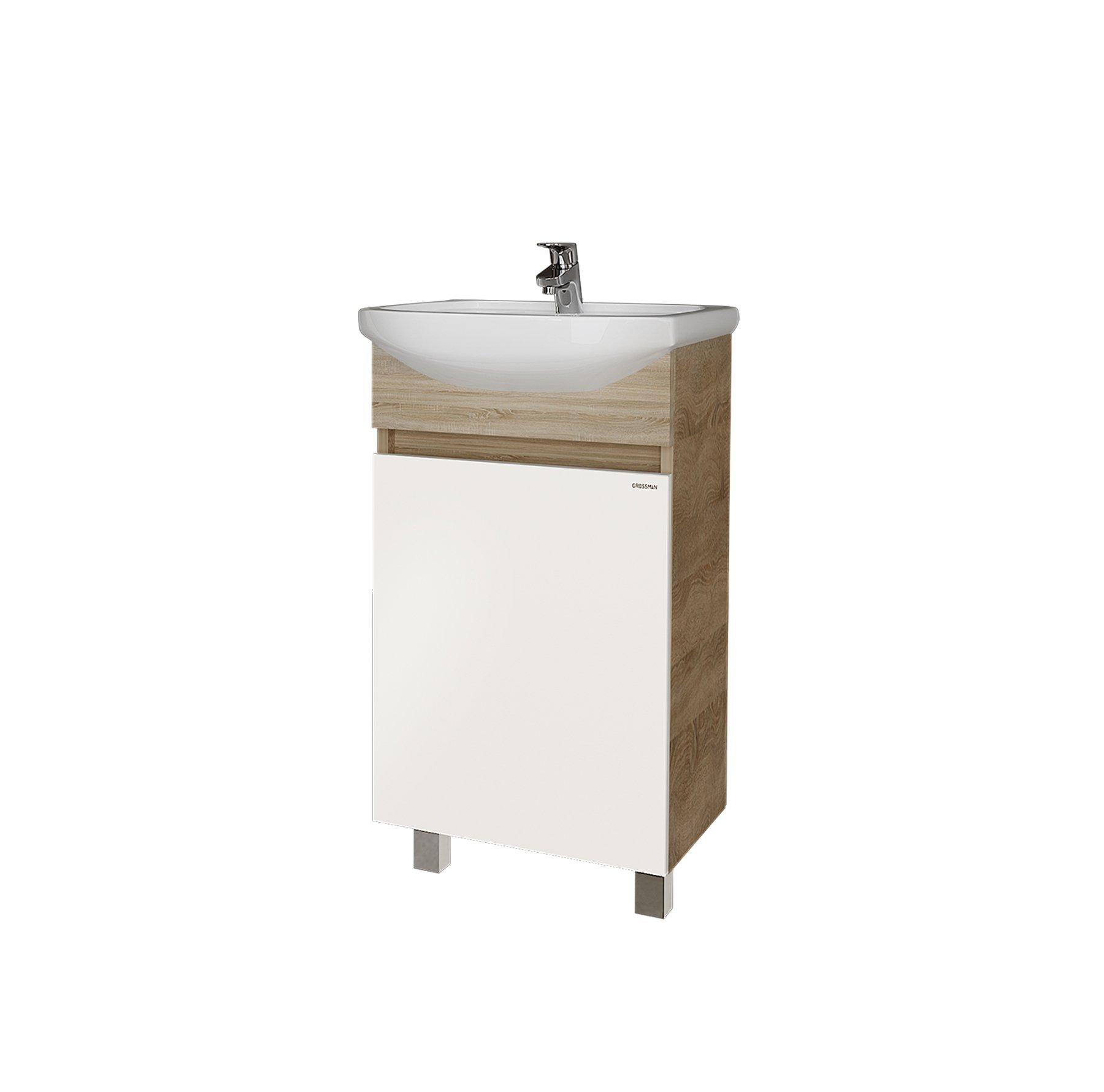Тумба напольная Grossman Поло-45 см 104501 дуб сонома/белая