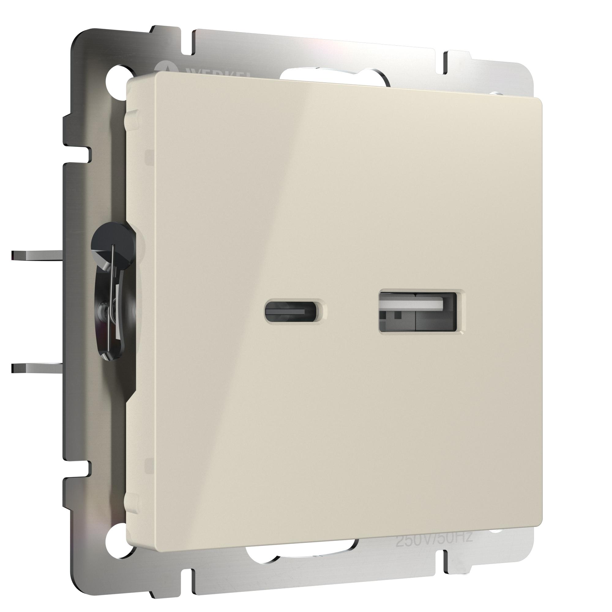 Розетка USB тип A+С слоновая кость Werkel W1171803