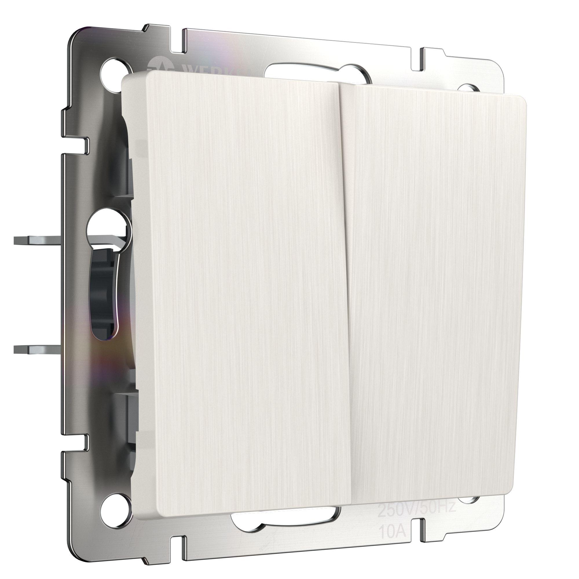 Выключатель двухклавишный перламутровый рифленый Werkel W1120013