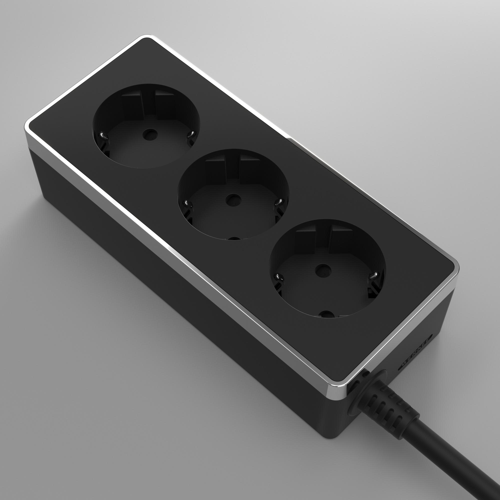 Удлинитель Gallant 3-х местный 3 м черный/хром Werkel W6523635