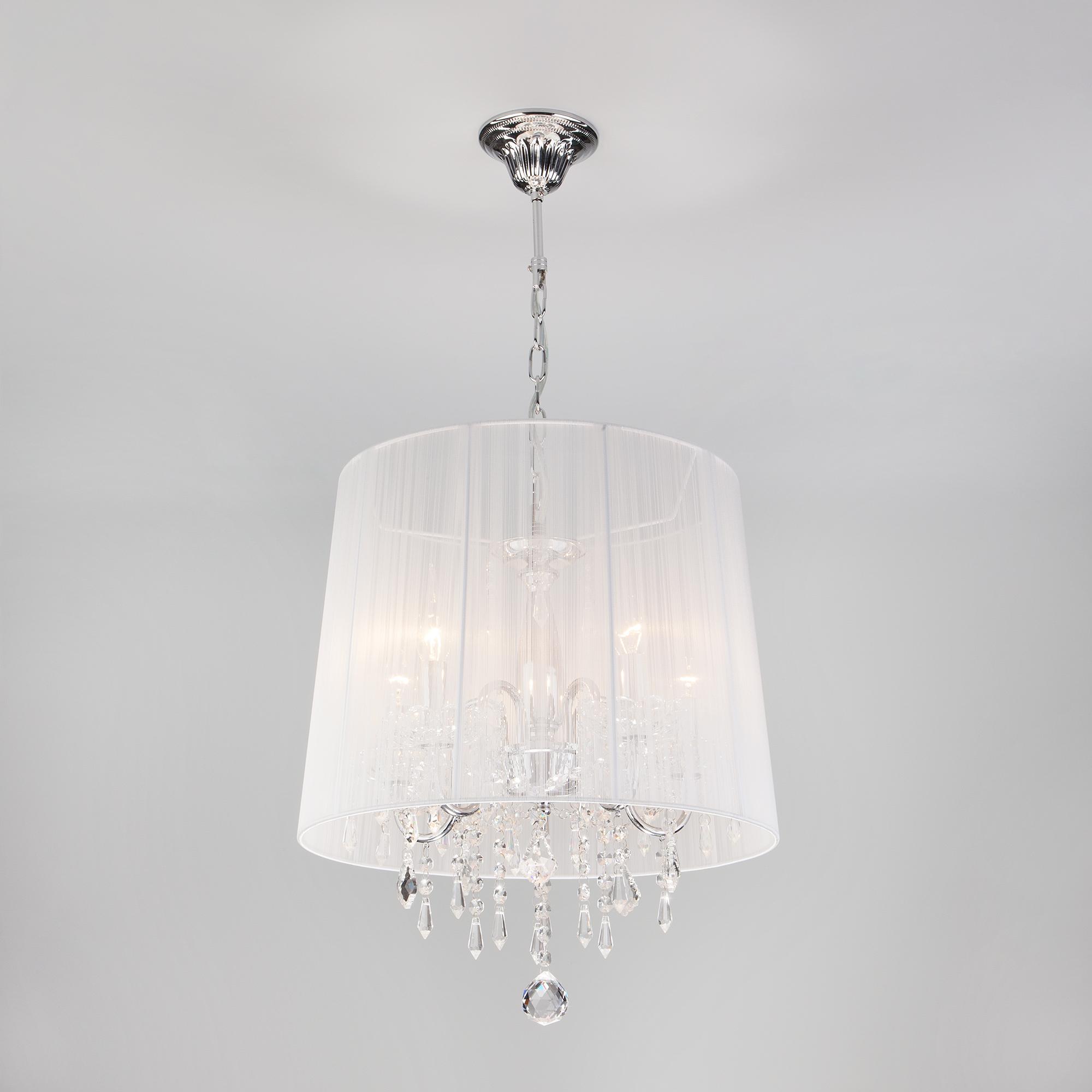 Подвесная люстра с абажуром Eurosvet 2045/5 хром/белый