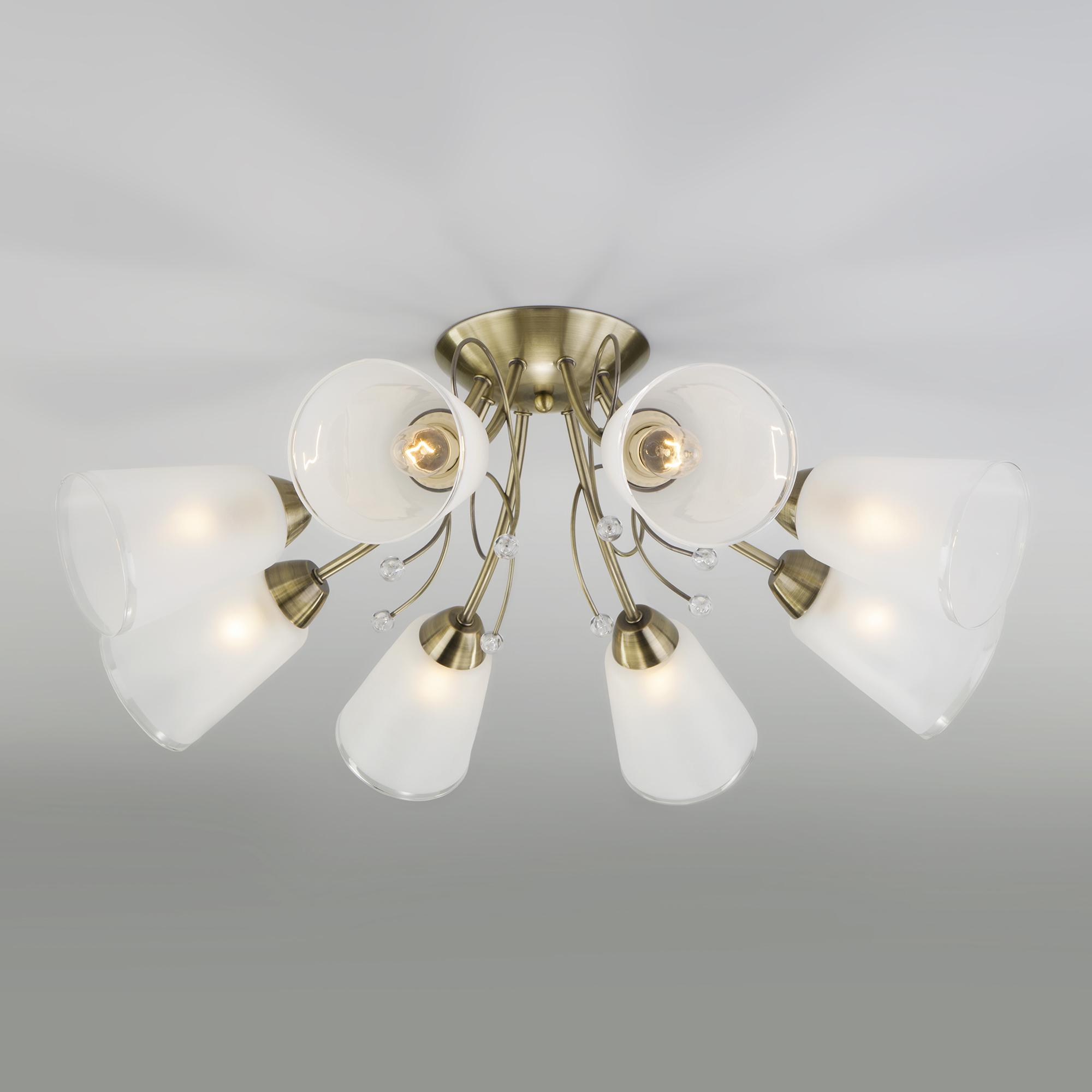 Потолочная люстра со стеклянными плафонами Eurosvet 30150/8 античная бронза