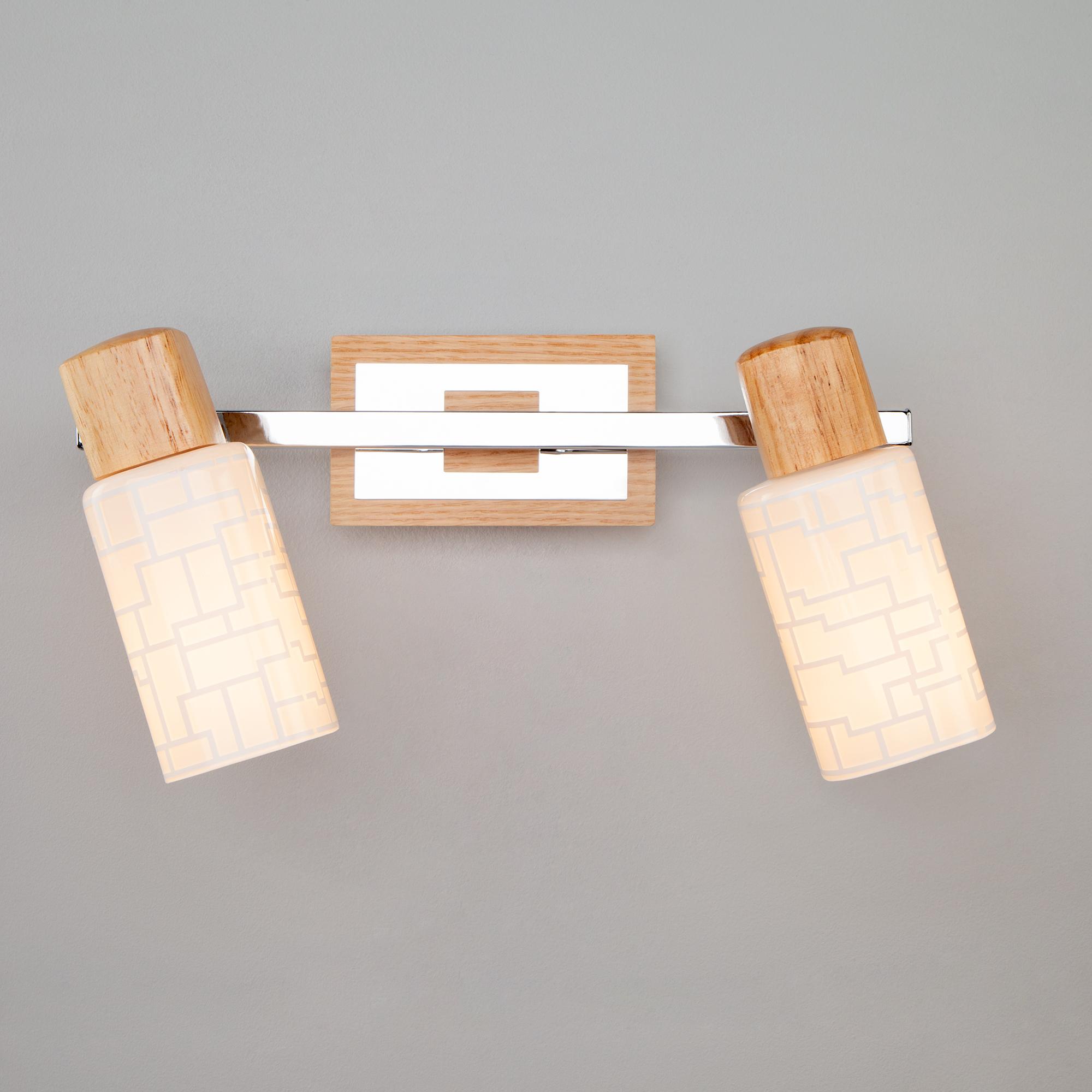 Настенный светильник Eurosvet 20029/2 хром/светлое дерево