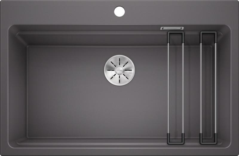 Врезная кухонная мойка Blanco ETAGON 8 SILGRANIT PuraDur темная скала