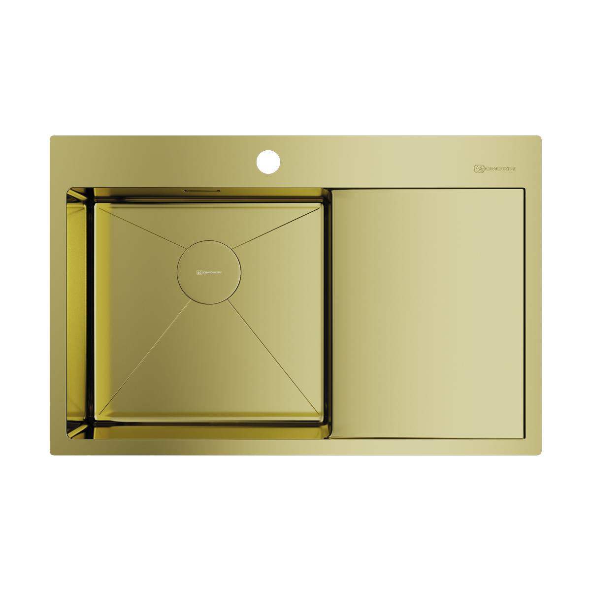 Врезная кухонная мойка Omoikiri Akisame 78-LG-L нерж.сталь/светлое золото 4973085