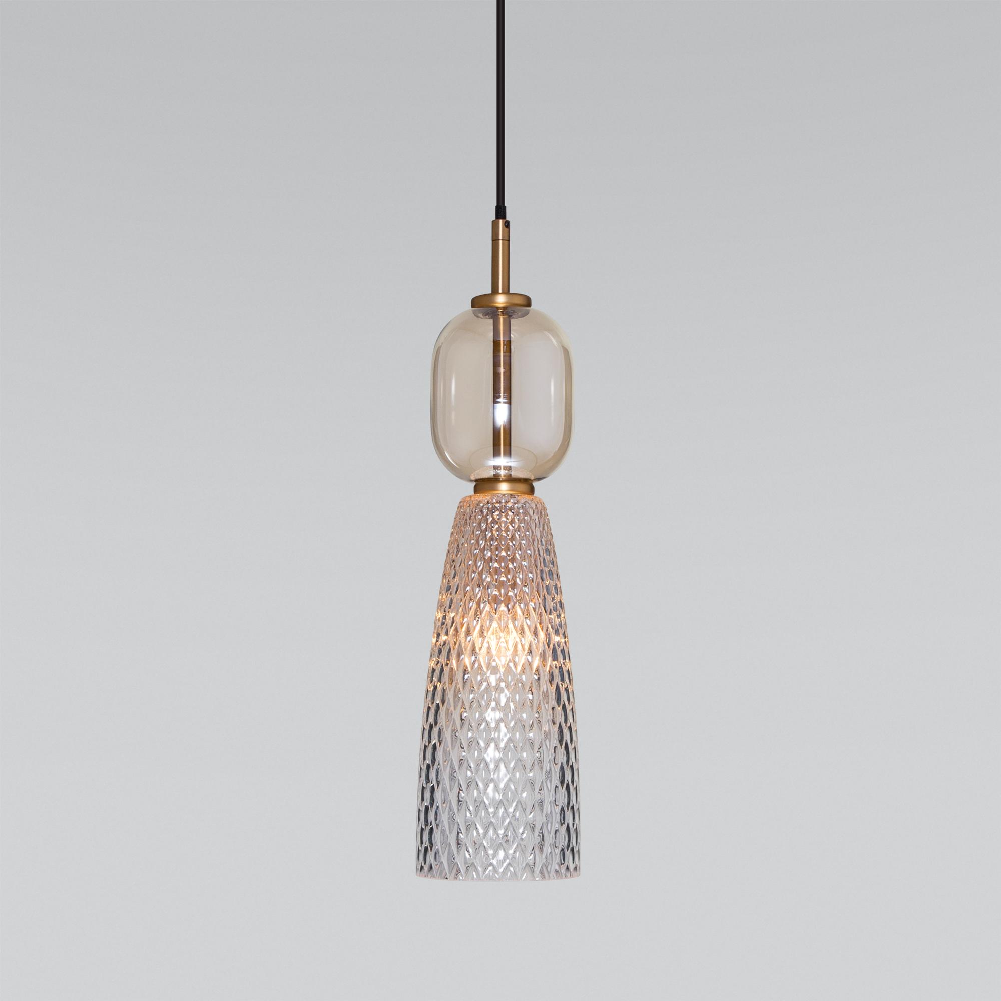 Подвесной светильник с плафоном Eurosvet 50211/1 янтарный