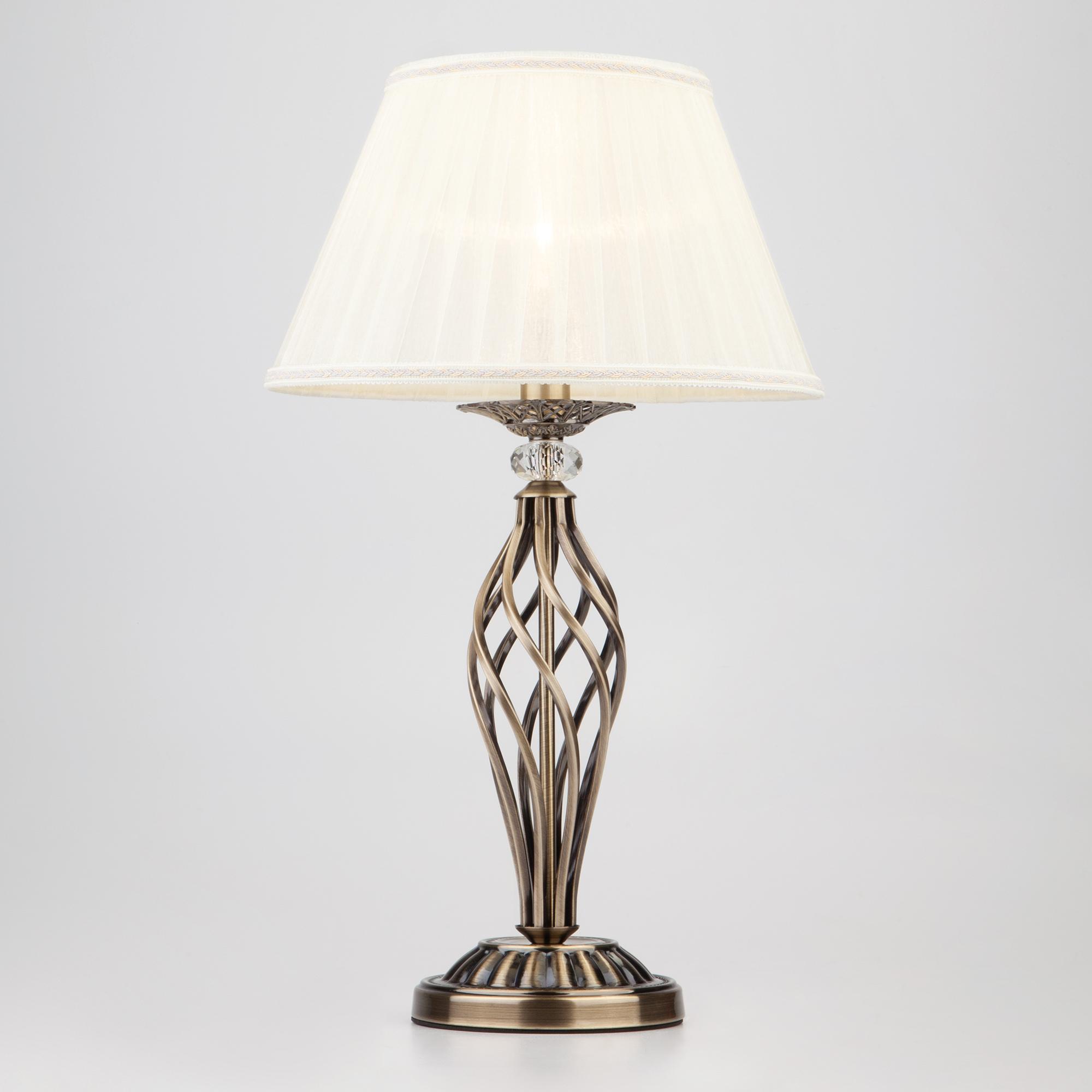 Классическая настольная лампа с абажуром Eurosvet 01002/1 античная бронза