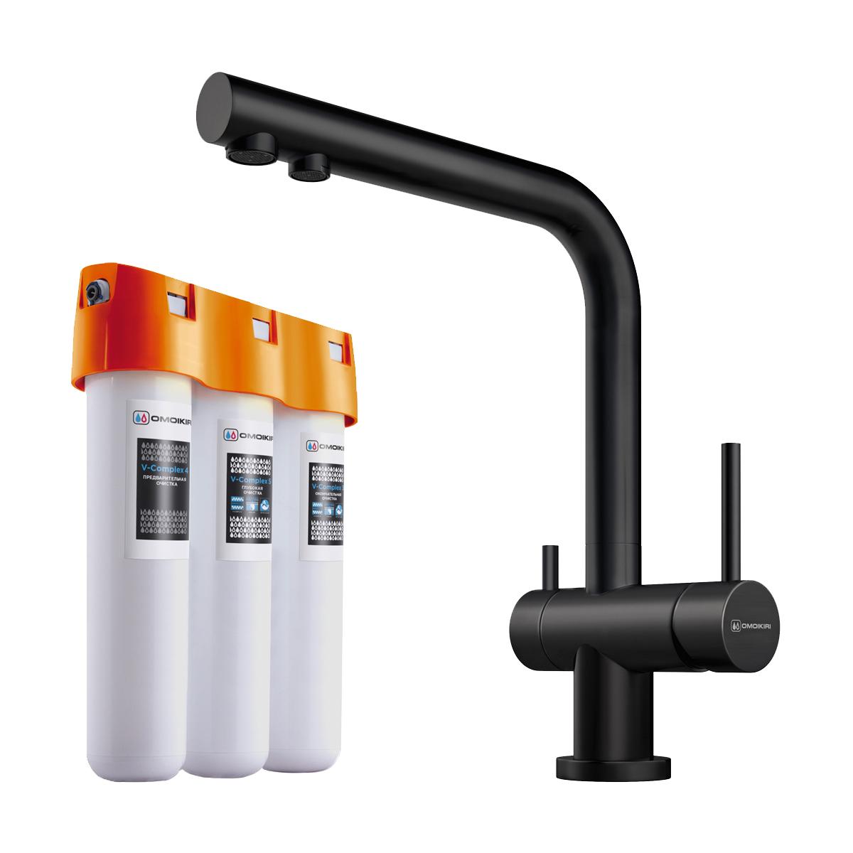 Комплект смеситель + фильтр Omoikiri Nagano-GB + Pure drop Lite 4284.8028