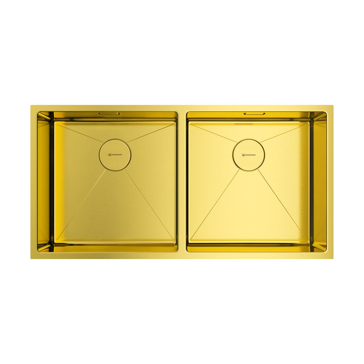 Врезная кухонная мойка Omoikiri Taki 86-2-U/IF-LG нерж.сталь/светлое золото 4993792