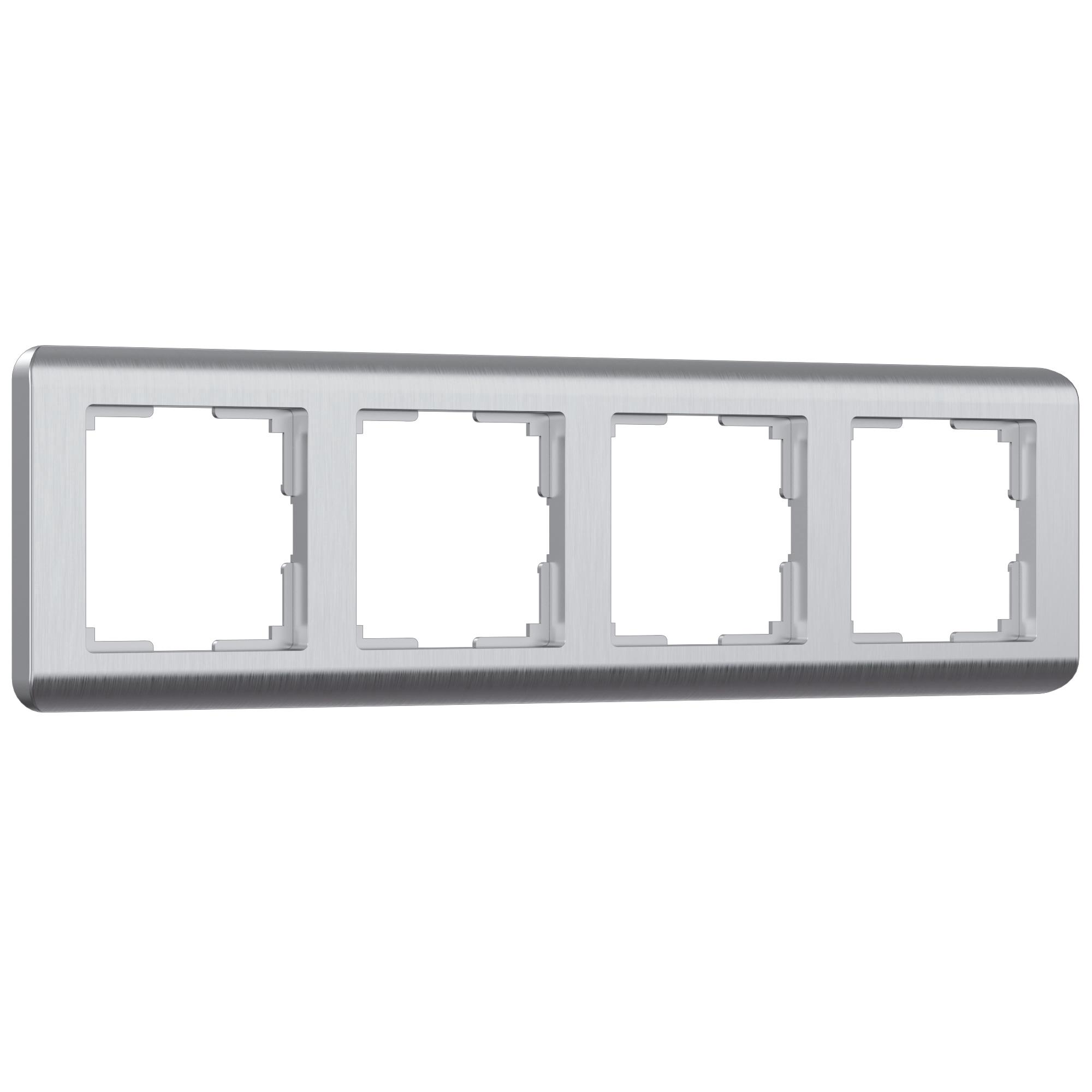 Рамка на 4 поста серебряный Werkel W0042106
