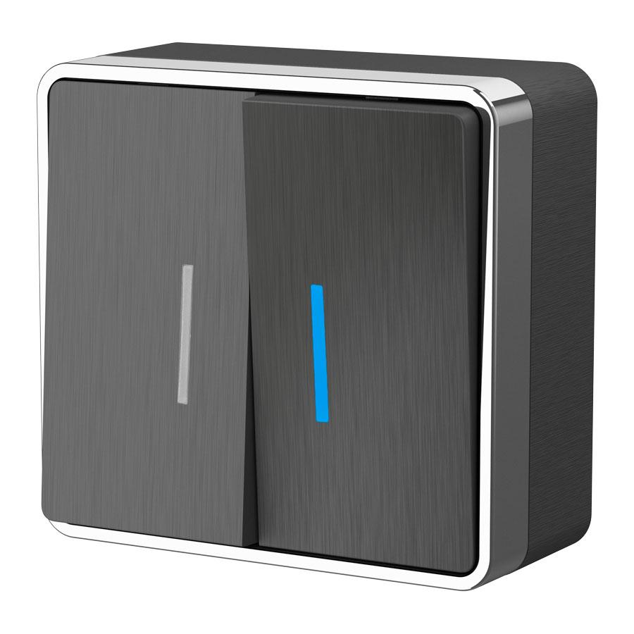 Выключатель двухклавишный с подсветкой Gallant графит рифленый Werkel W5020104