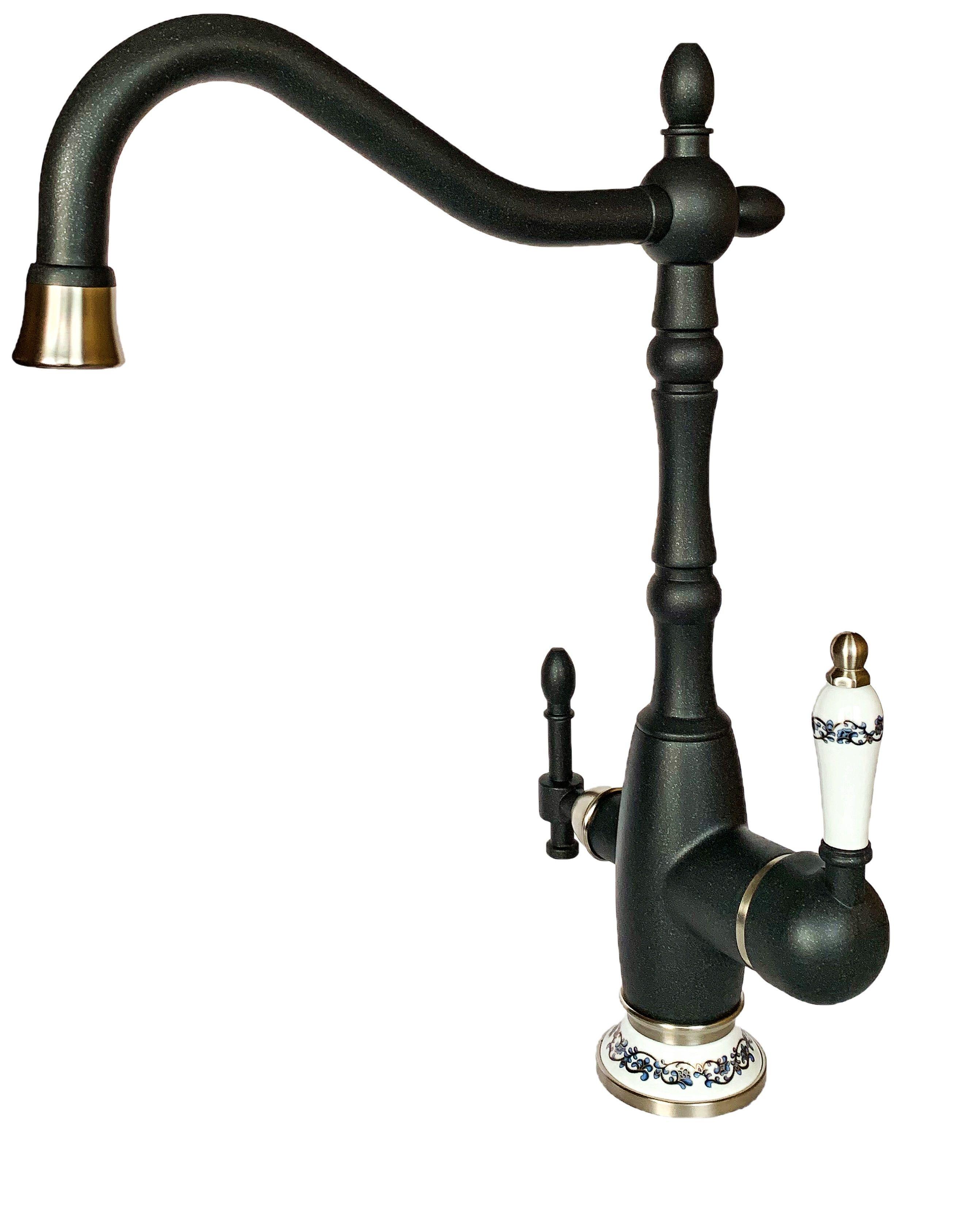 Смеситель для кухни с подключением фильтра 2в1 Milacio Castellon Ceramic антрацит/сатин MC.514.ASN