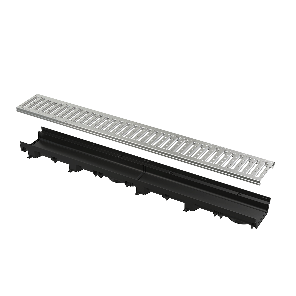 Дренажный канал 60 с пластиковой рамой и оцинкованной решеткой «C» профиль A15 AlcaPlast AVZ112-R102