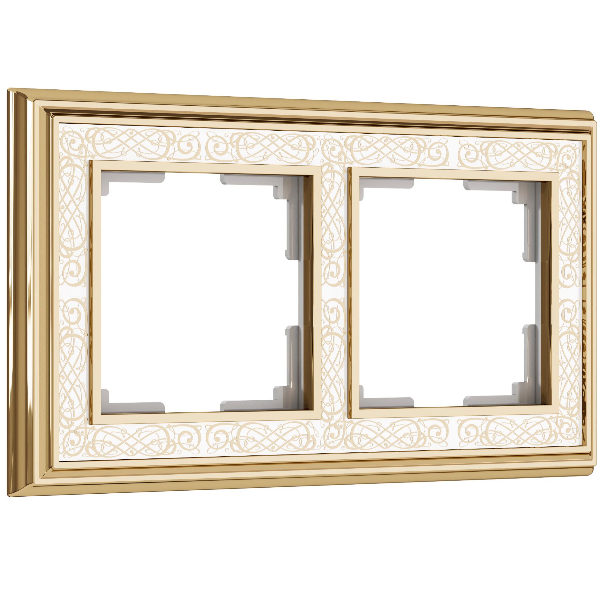 Рамка на 2 поста золото/белый Werkel W0021429