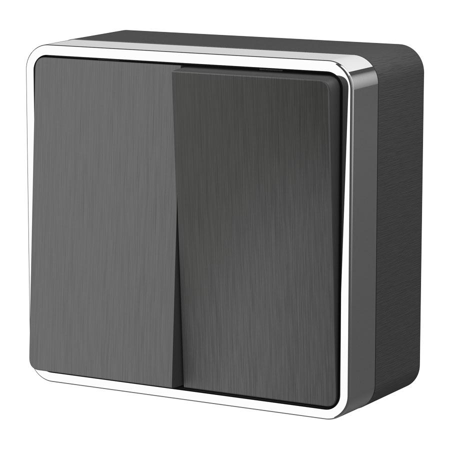 Выключатель двухклавишный Gallant графит рифленый Werkel W5020004