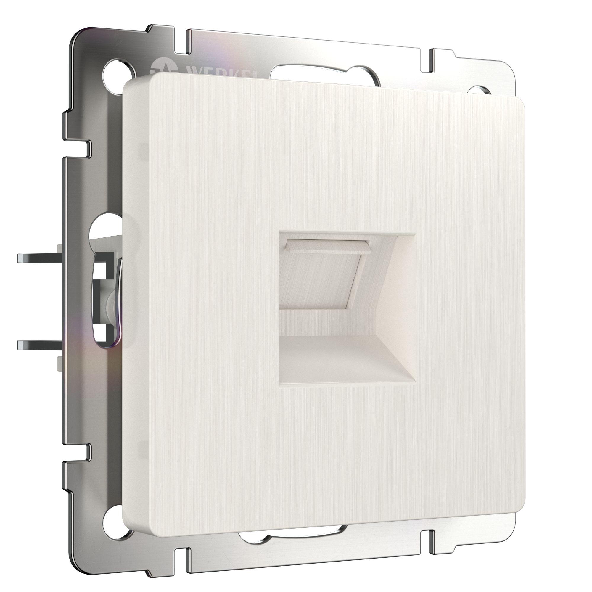 Телефонная розетка RJ-11 перламутровый рифленый Werkel WL13-RJ-11