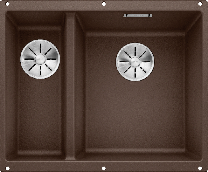 Врезная кухонная мойка Blanco SUBLINE 340/160-U SILGRANIT PuraDur (чаша справа) кофе