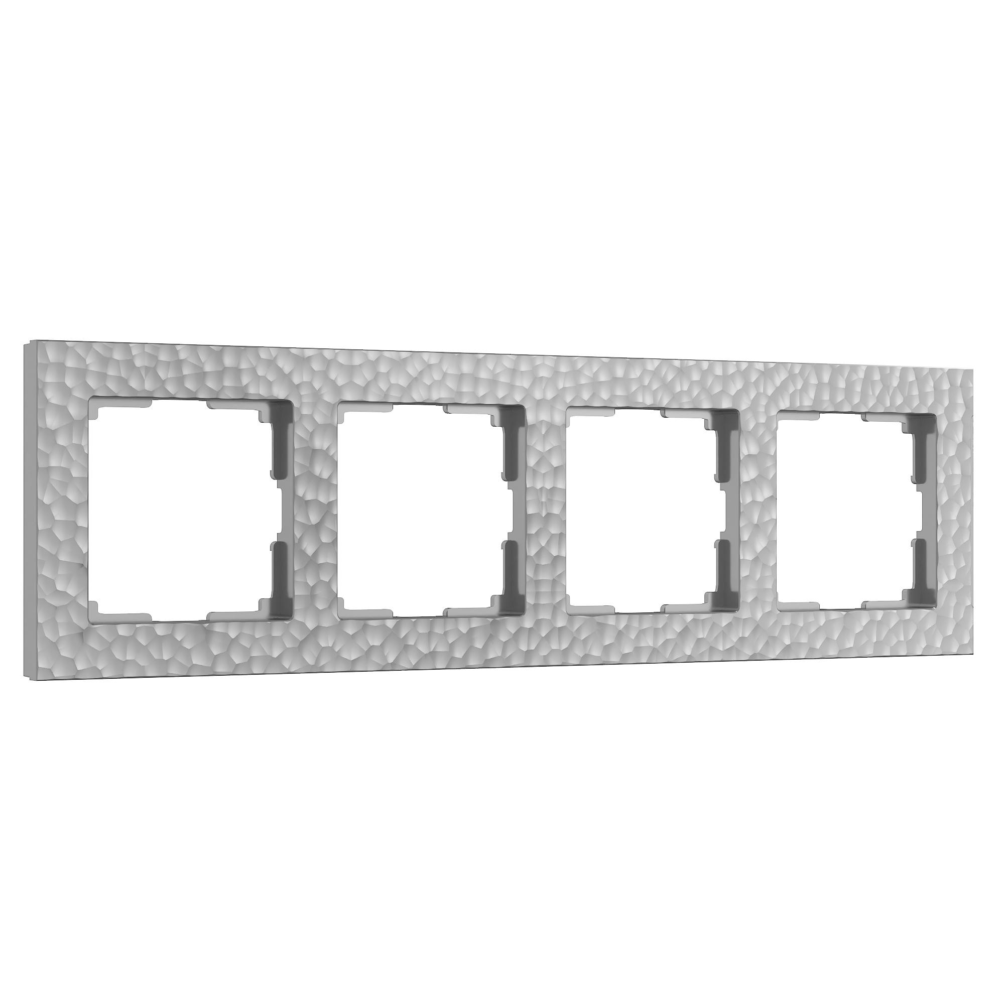 Рамка на 4 поста серебряный Werkel W0042406