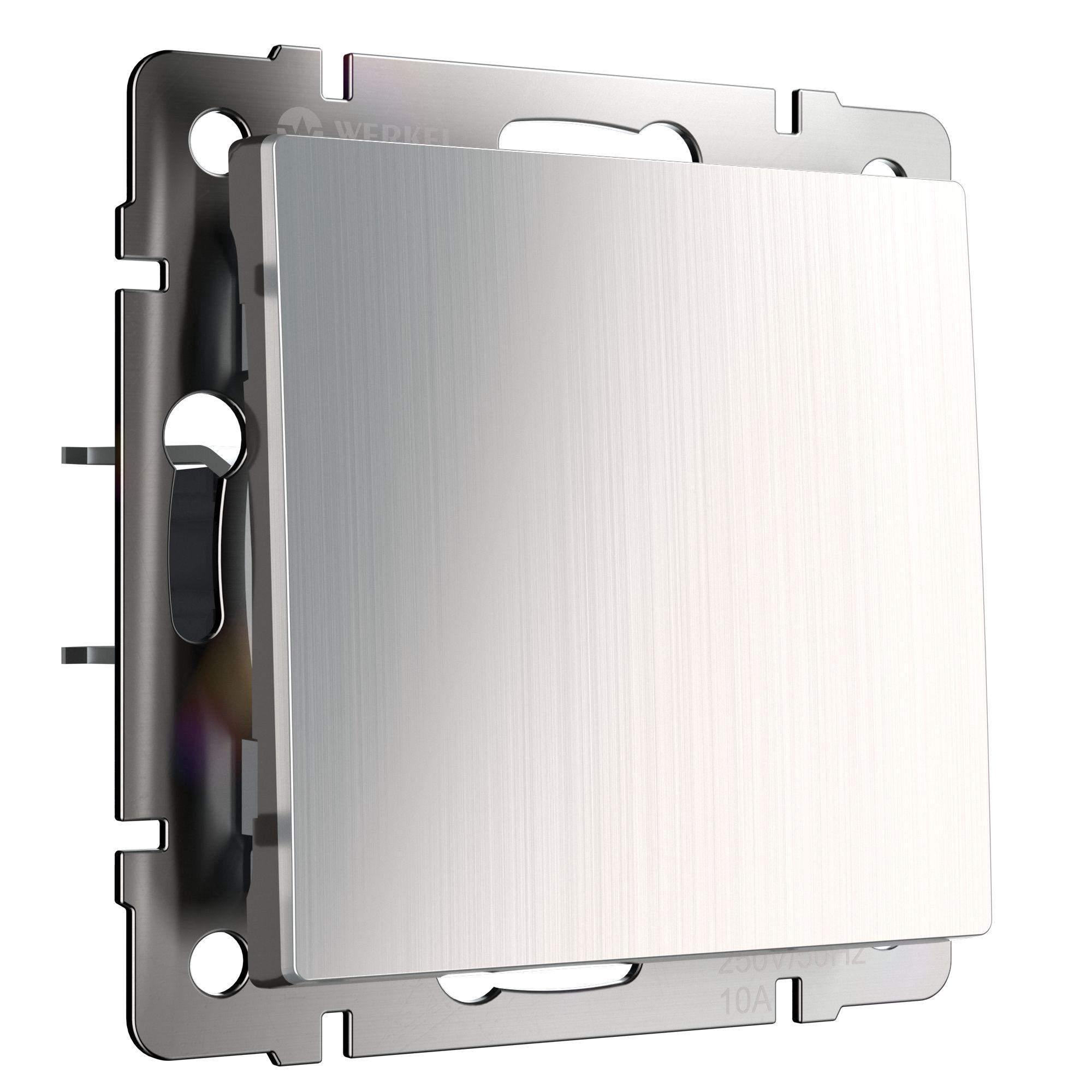 Выключатель одноклавишный проходной глянцевый никель Werkel W1112002