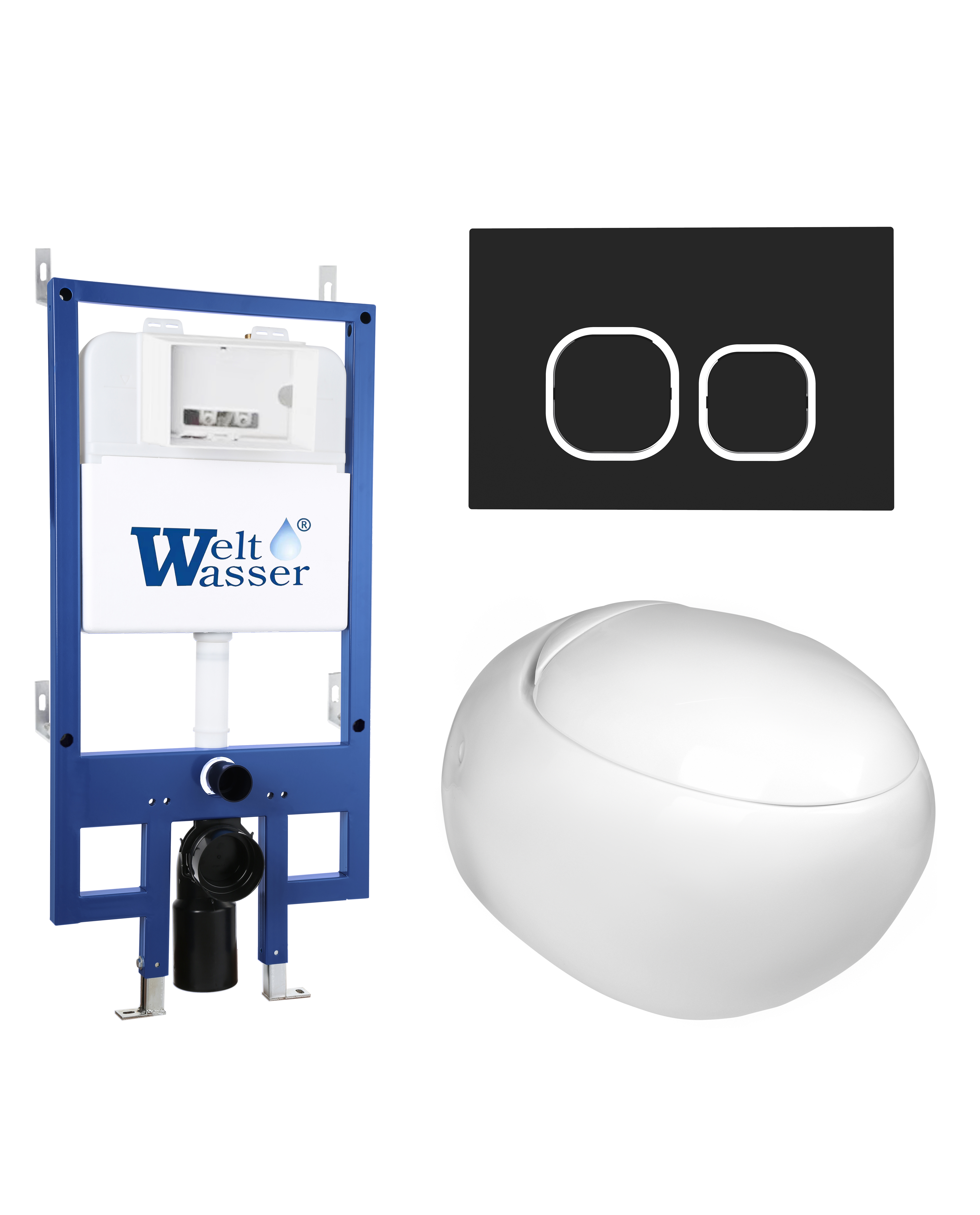 Комплект WeltWasser 10000012845 унитаз  JECKENBACH 004 GL-WT  + инсталляция BAMBERG 545  + кнопка см