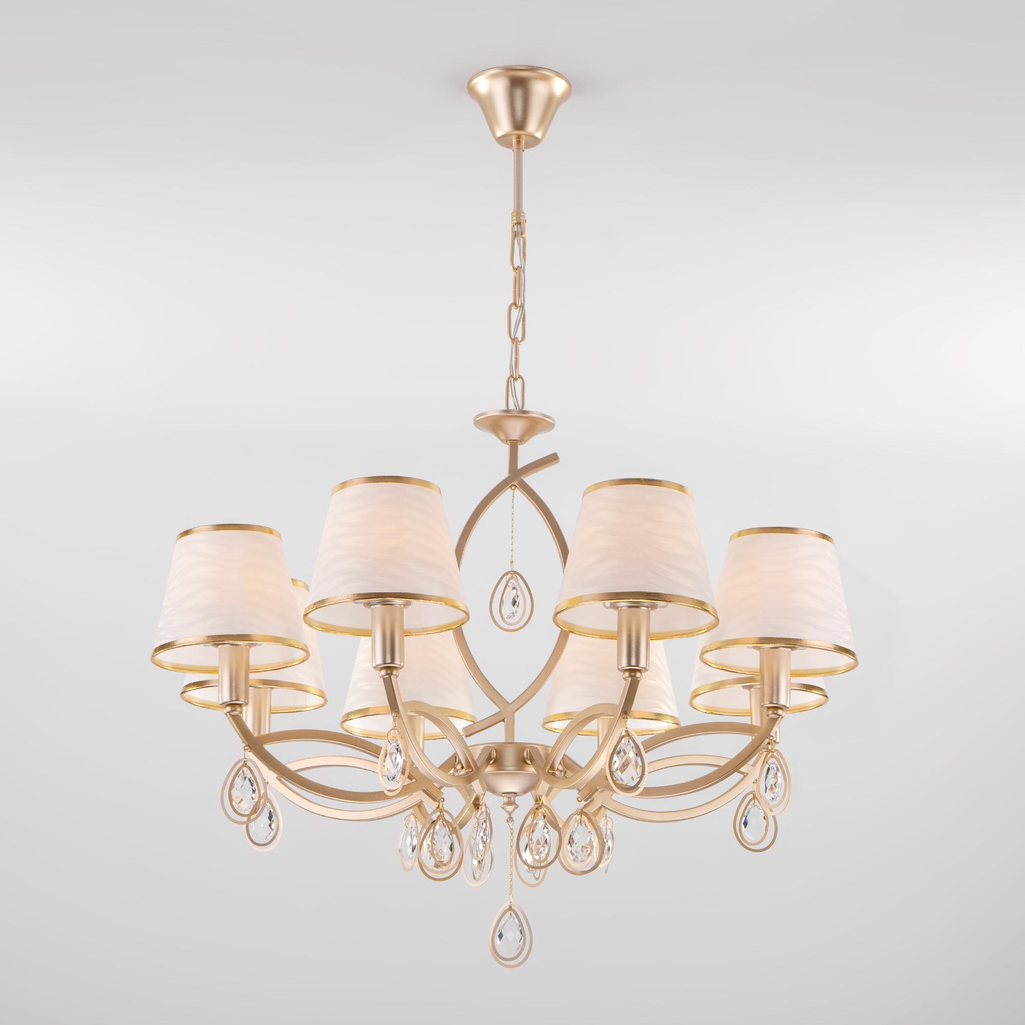 Классическая люстра с абажурами Eurosvet 60091/8 перламутровое золото