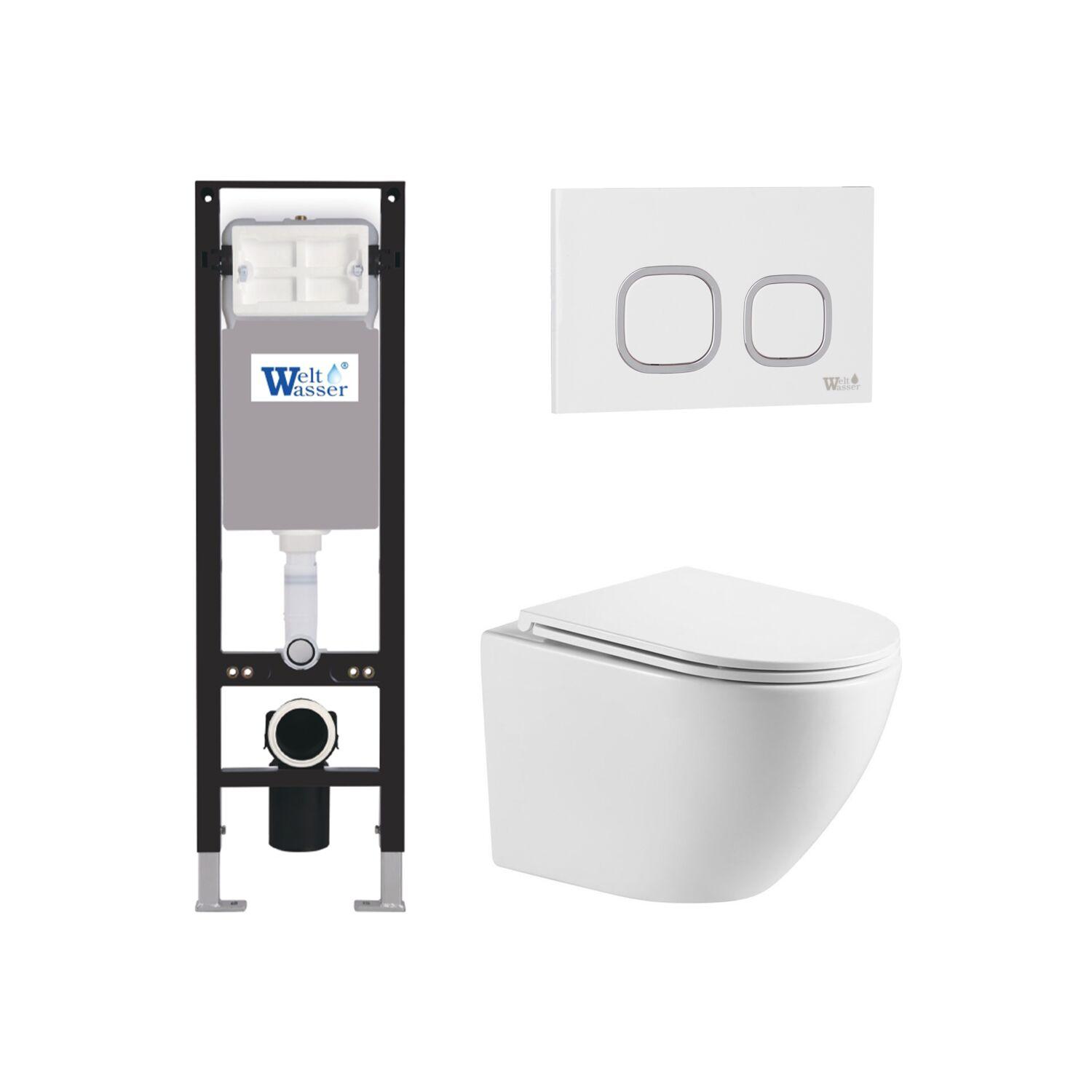 Комплект WeltWasser 10000012362 унитаз  MERZBACH 041 XL GL-WT  + инсталляция AMBERG 350  + кнопка см