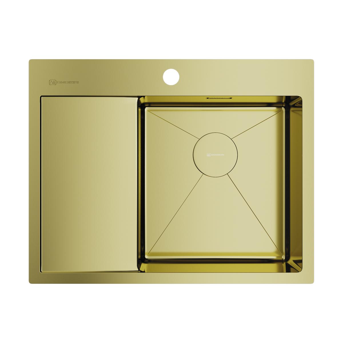 Врезная кухонная мойка Omoikiri Akisame 65-LG-R нерж.сталь/светлое золото 4973084