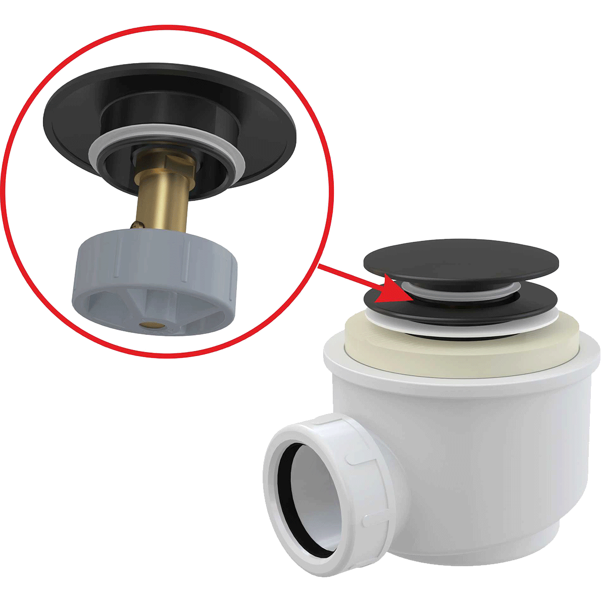 Сифон для душевого поддонa click/clak AlcaPlast A465BLACK-50