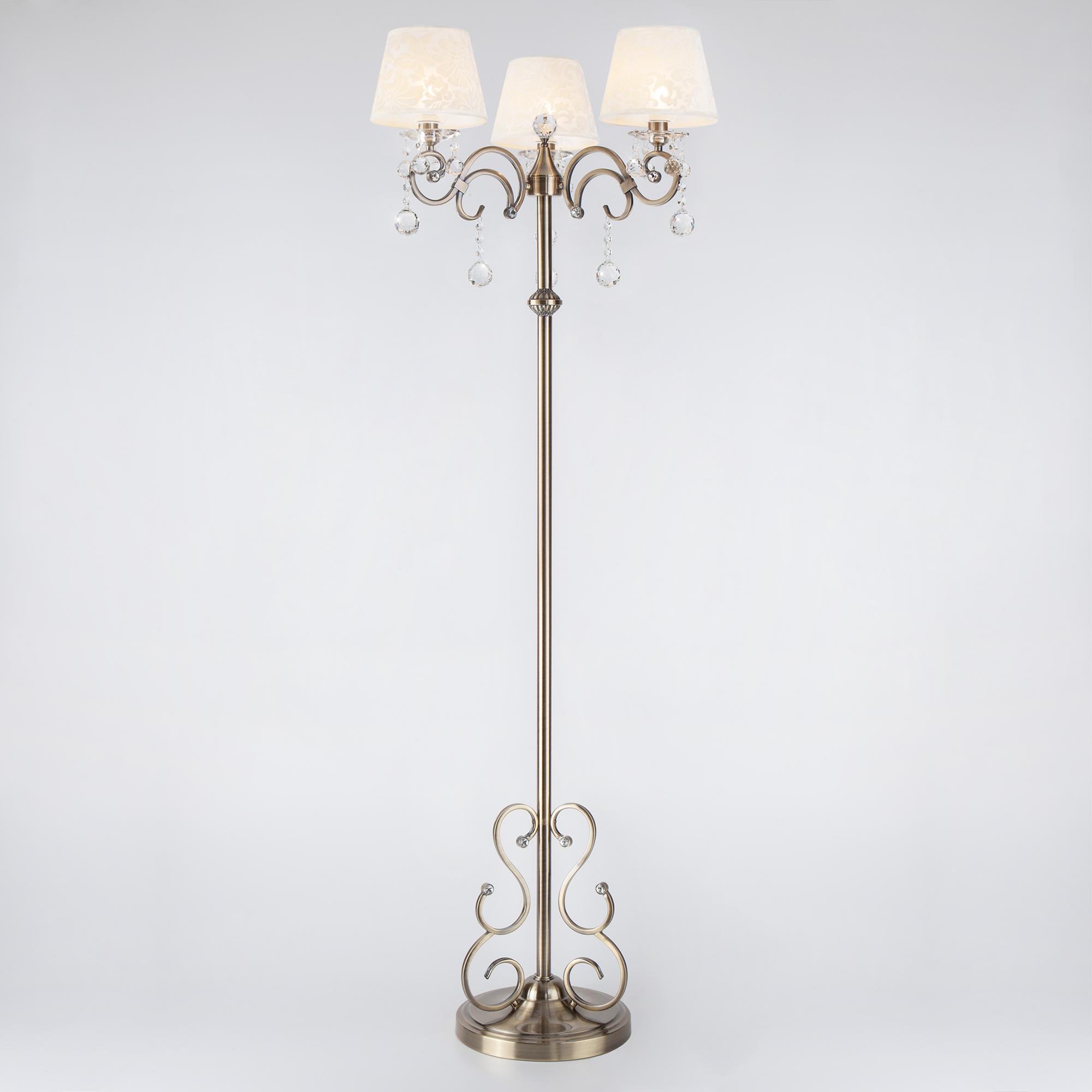 Торшер классический с абажуром Eurosvet 1448/3F античная бронза