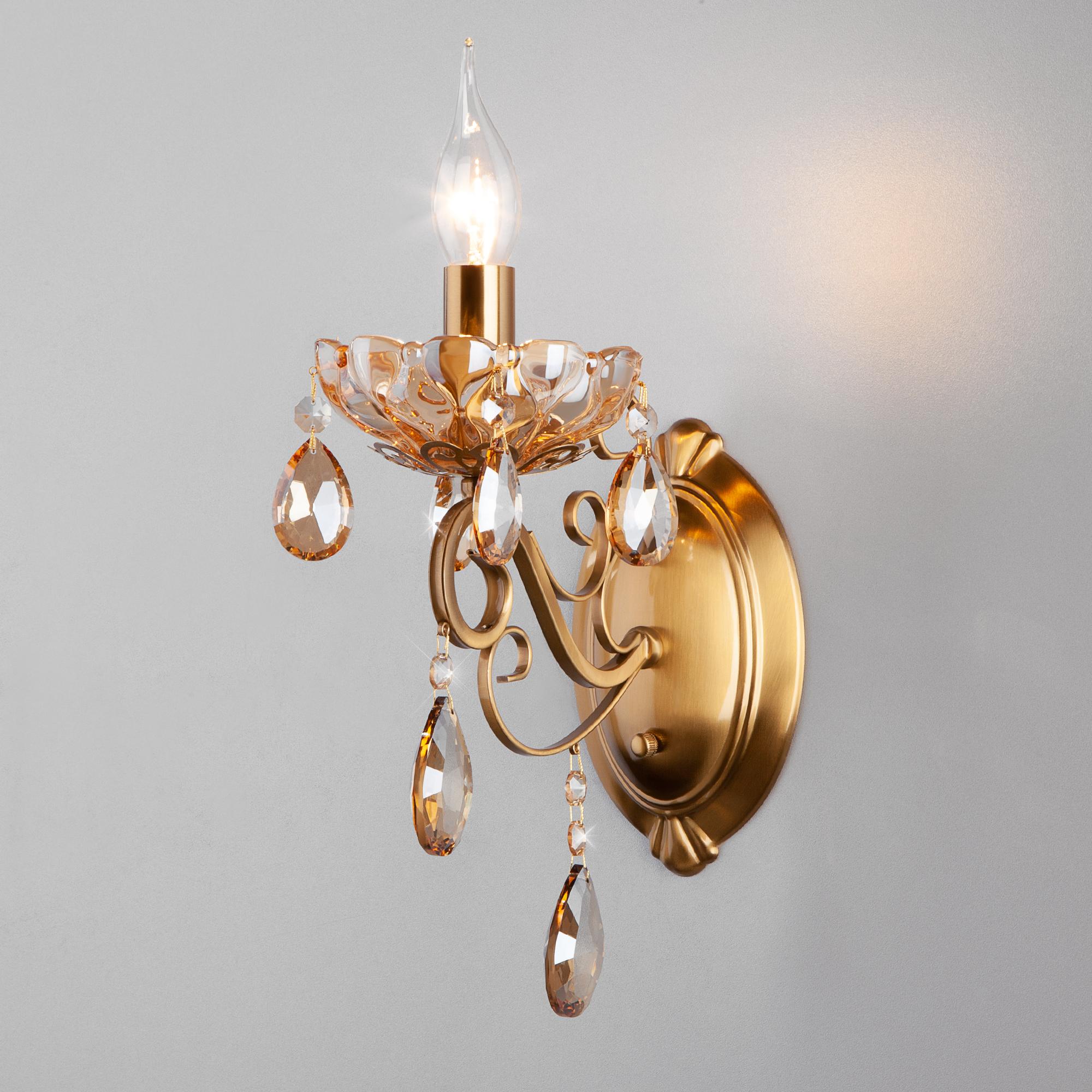 Классическое бра с хрусталем Eurosvet 10109/1 бронза/тонированный хрусталь Strotskis