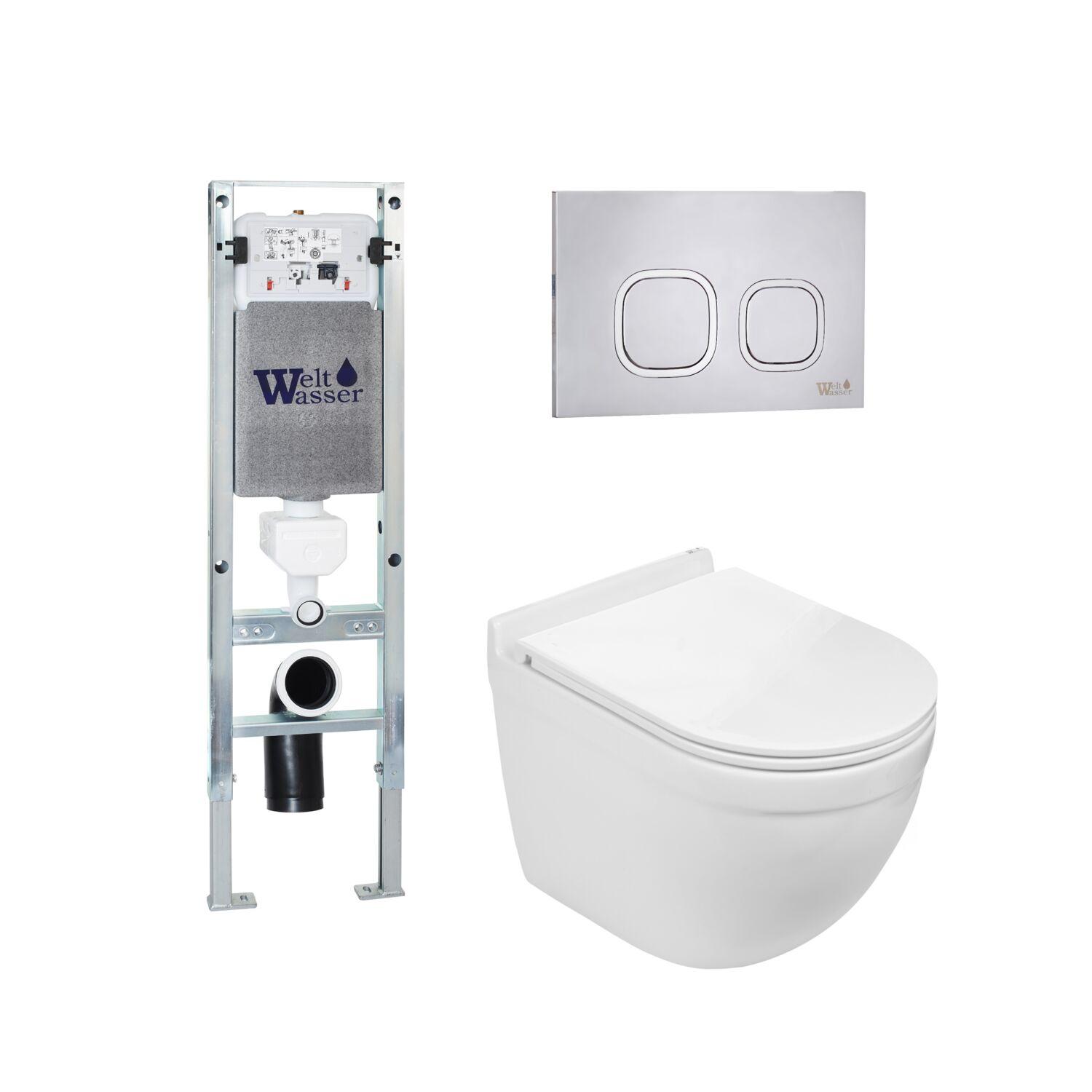 Комплект WeltWasser 10000012133 унитаз  HEIMBACH 043 GL-WT  + инсталляция AMBERG 350 ST  + кнопка см