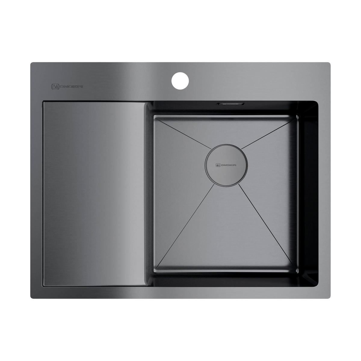 Врезная кухонная мойка Omoikiri Akisame 65-GM-R вороненая сталь 4973098
