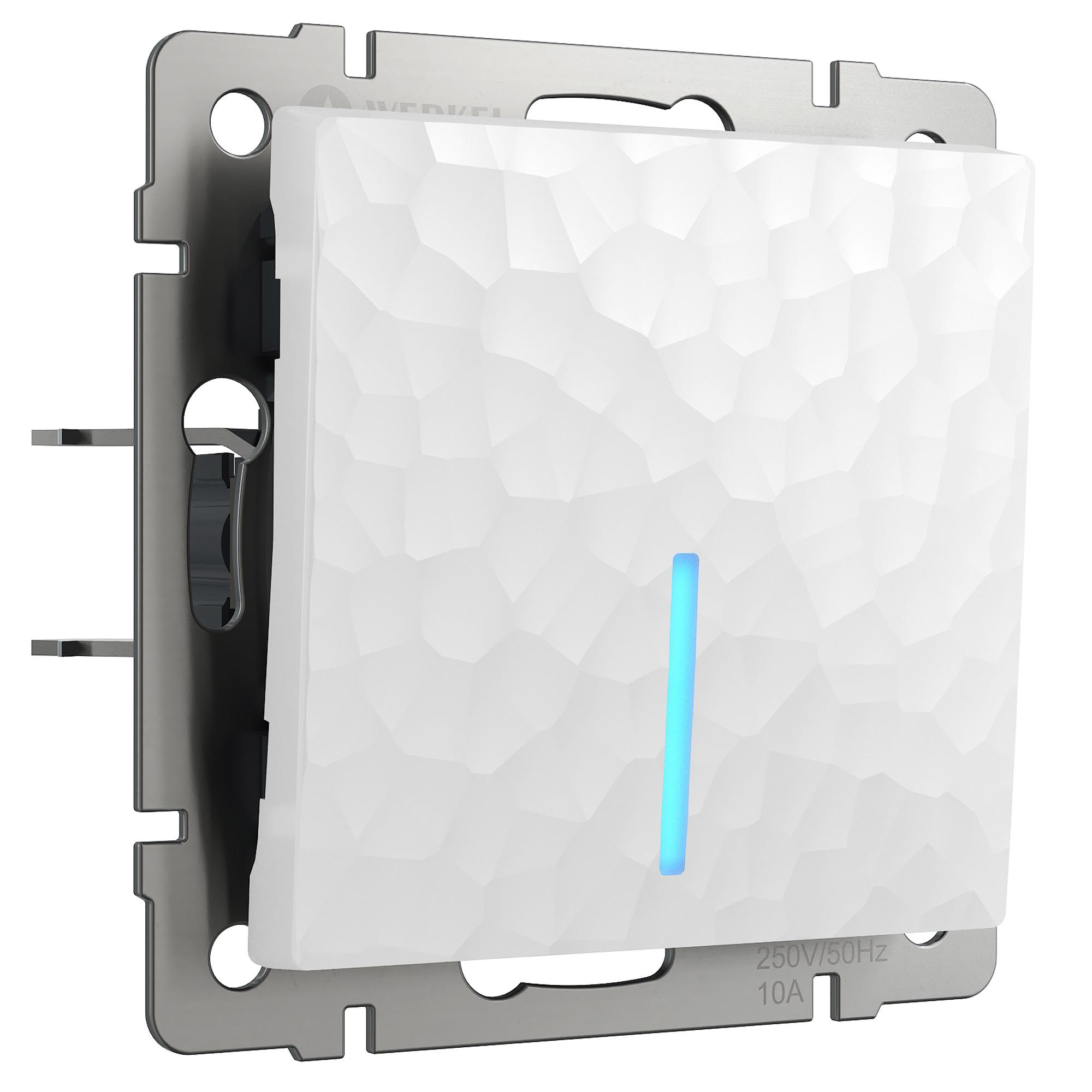 Выключатель одноклавишный с подсветкой белый Werkel W1210101